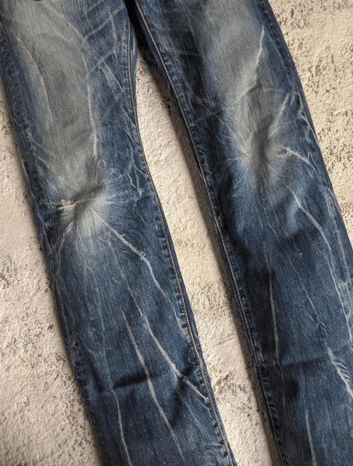 Japanese Brand Distresssed Faded Union Made Blue way Jeans pants Size US 33 - 3 Thumbnail