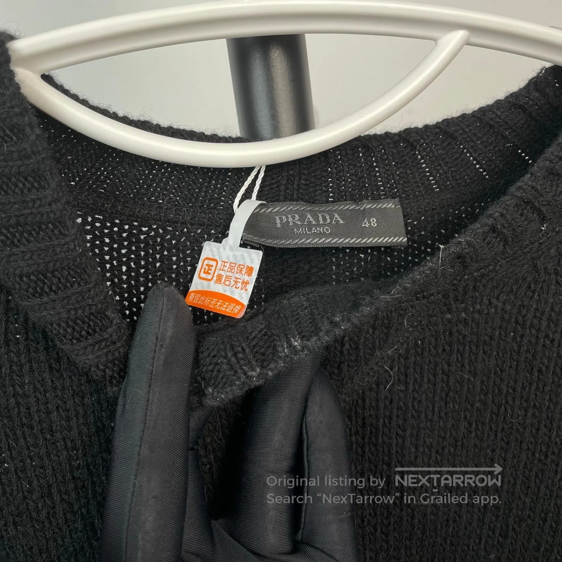 Prada Prada Black Letter Logo Knit Round Neck Sweater Top| Size US M / EU 48-50 / 2 - 8 Thumbnail