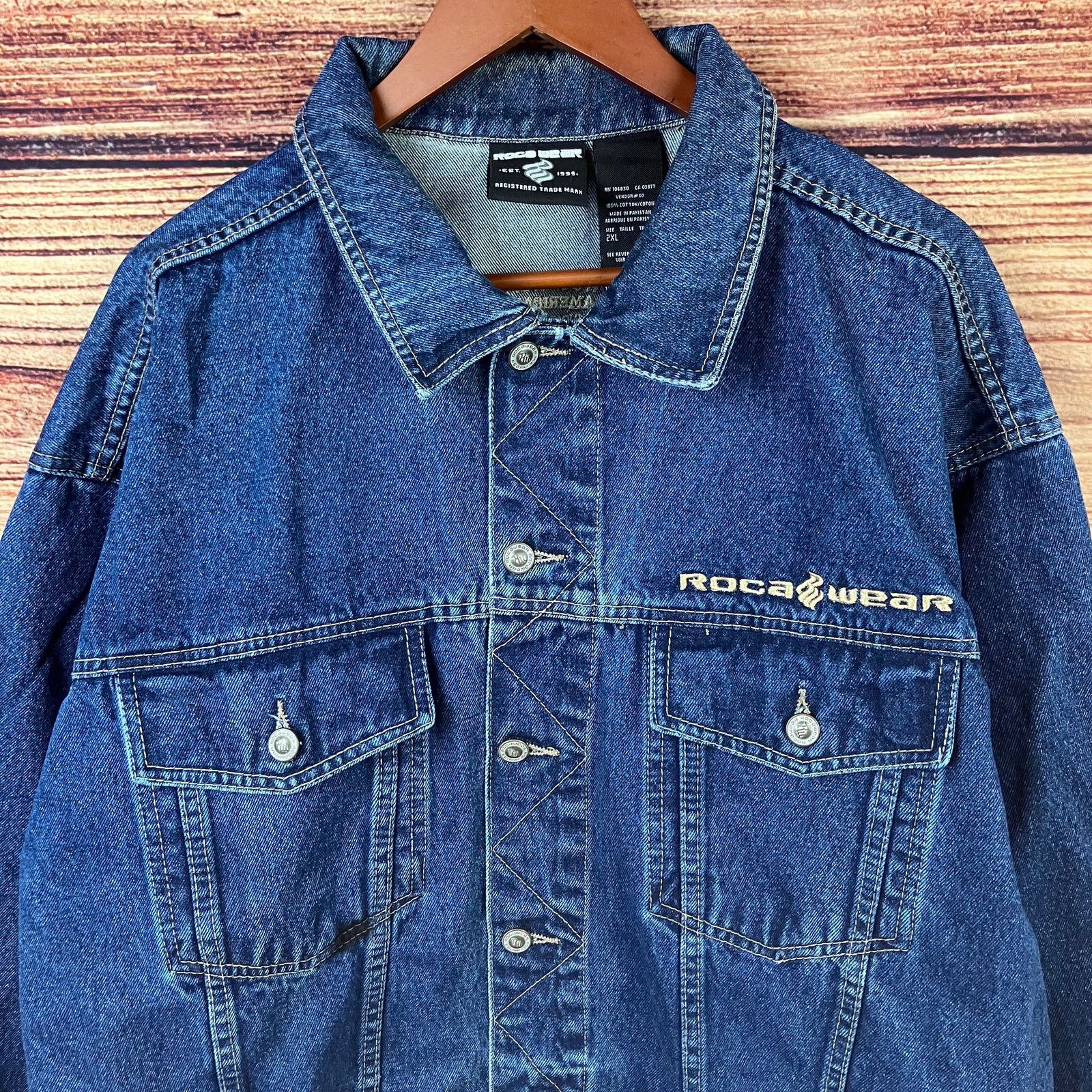 Rocawear × Vintage Vintage Y2k Rocawear Heavy Denim Jacket Size US XXL / EU 58 / 5 - 1 Thumbnail