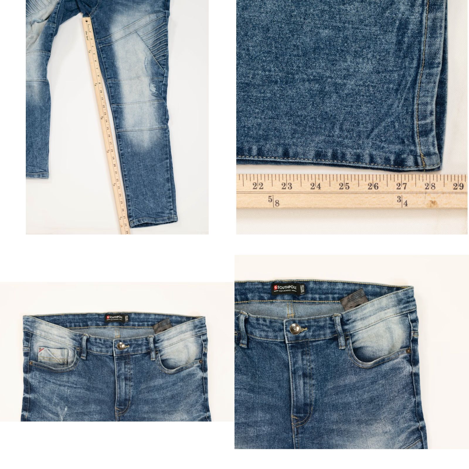 Southpole Southpole Jeans Mens Skinny 90s Biker Denim Blue 36 x 30 Regular Belt Loops 5-Pocket Vintage Size US 36 / EU 52 - 8 Thumbnail