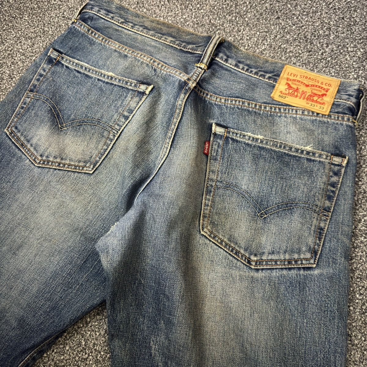 Engineered Garments × Levi's Y2K Baggy Levis 503 Bovine Leather Patch Denim Size US 33 - 6 Thumbnail