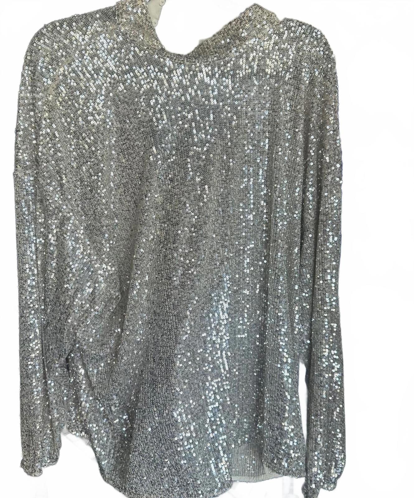 H&M H&M l/xl Stunning Silver Sequined Long Sleeve Top Size L / US 10 / IT 46 - 1 Preview