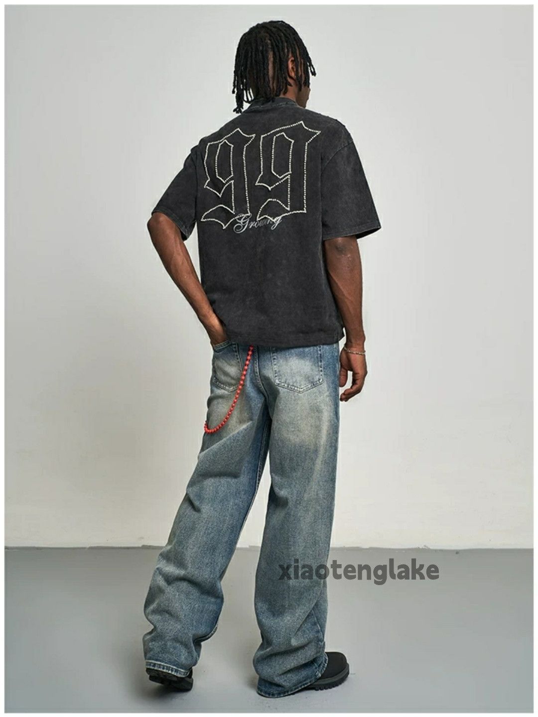 Jean × Vintage washed faded skate hiphop flared loose baggy jeans Size US 32 / EU 48 - 3 Thumbnail