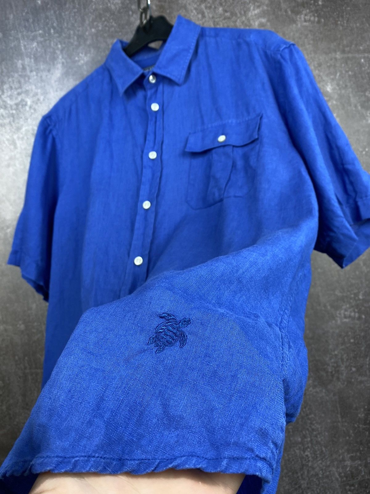 Designer × Vilebrequin Vilebrequin Linen Button Up Shirt Mens XL Hot Blue Size US XL / EU 56 / 4 - 3 Thumbnail