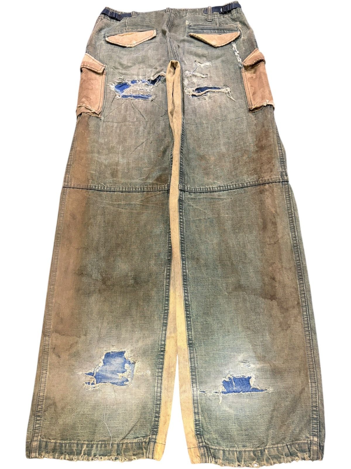 Junya Watanabe Vintage Japanese Brand Mud Wash Cargo Distress Baggy Jeans Size US 32 / EU 48 - 2 Thumbnail