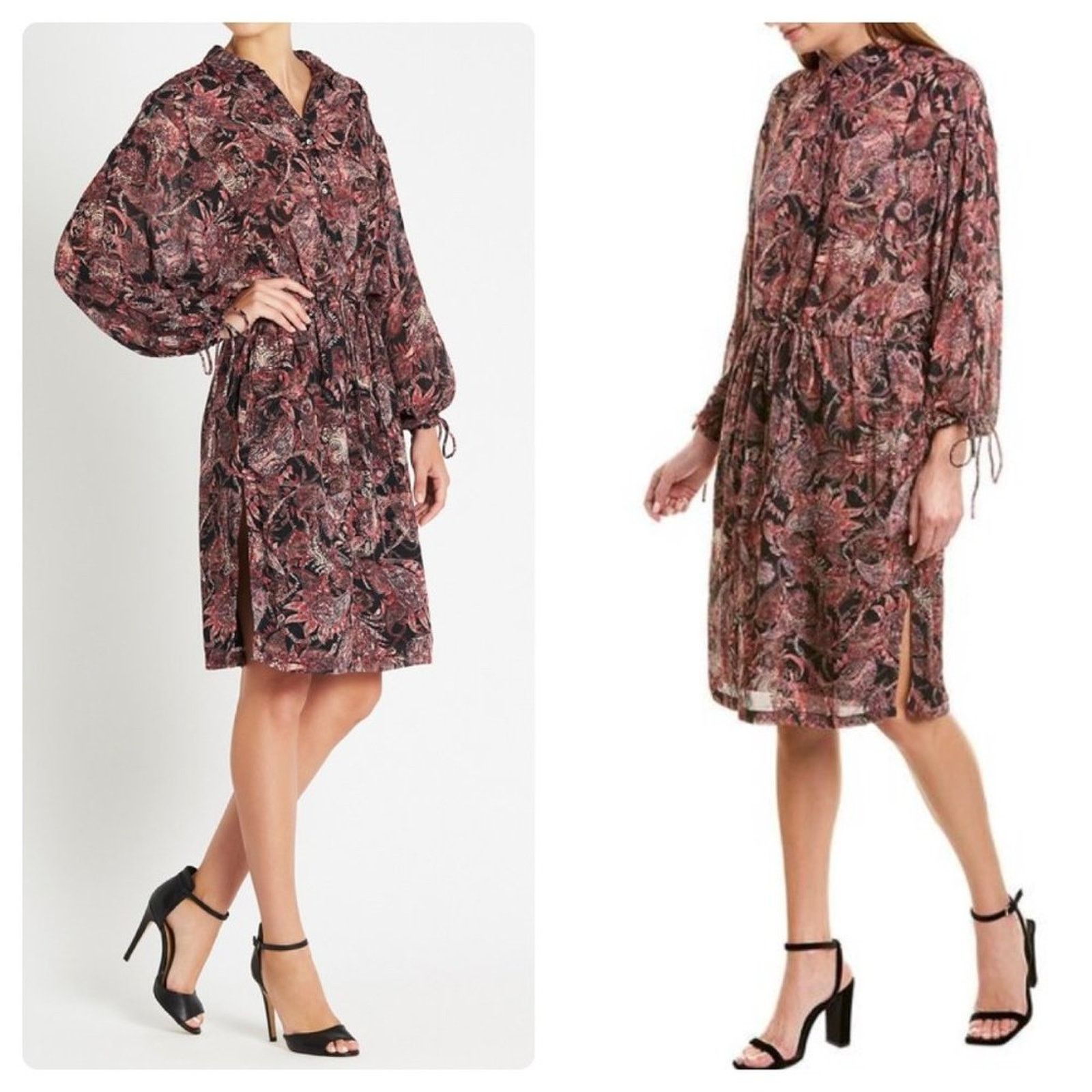 NEW IRO Placid Dress Black/Pink Paisley