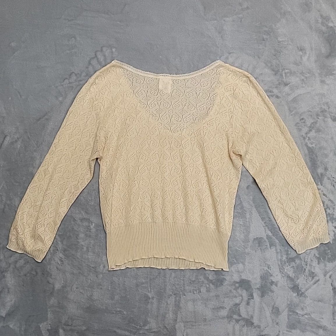 Vintage VINTAGE Damart Top Womens L Cream Lace Knit Viscose Made In England Blouse Pullover Long Sleeve Solid Classic Womens L Size L / US 10 / IT 46 - 5 Thumbnail