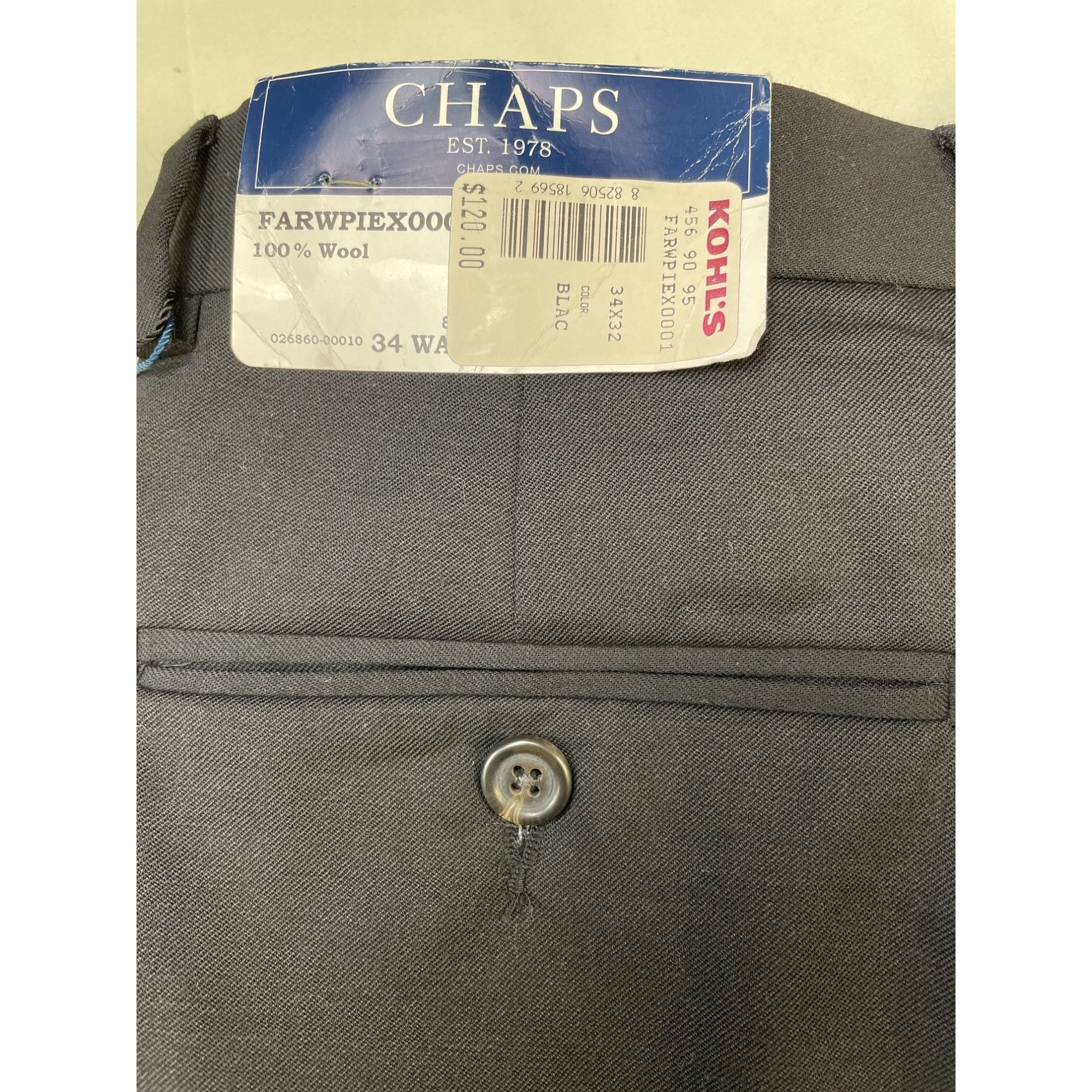 Chaps Chaps Men's Black Pleated Dress Pants Size 34 x 32 SKU 5992 Size US 34 / EU 50 - 3 Thumbnail