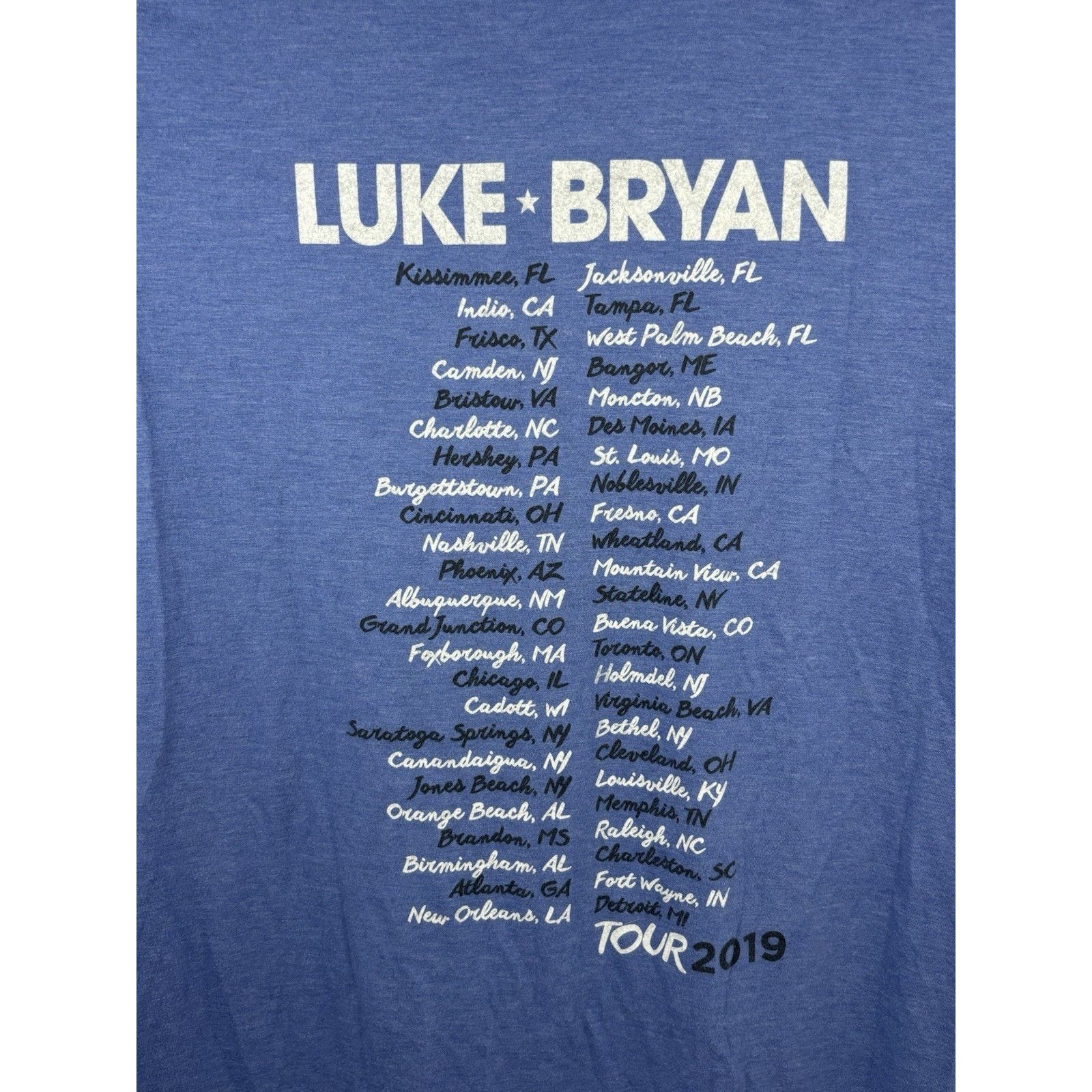 The Unbranded Brand Luke Bryan 2019 Tour Tee Women’s Large Blue Graphic Concert Size L / US 10 / IT 46 - 14 Thumbnail