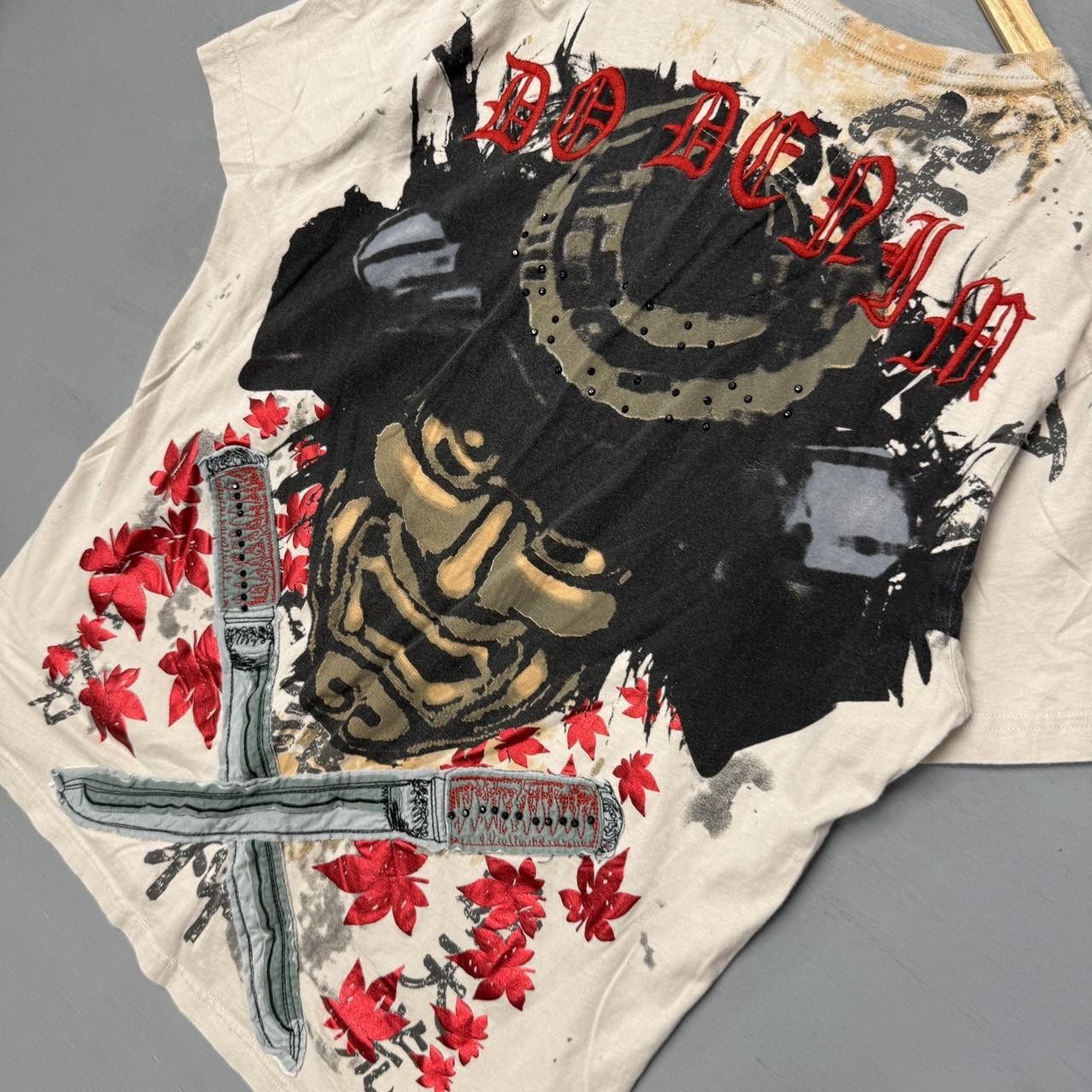 Affliction apanese Crazy Affliction Cream Embroidered Tee Shirt XL Size US XL / EU 56 / 4 - 4 Thumbnail
