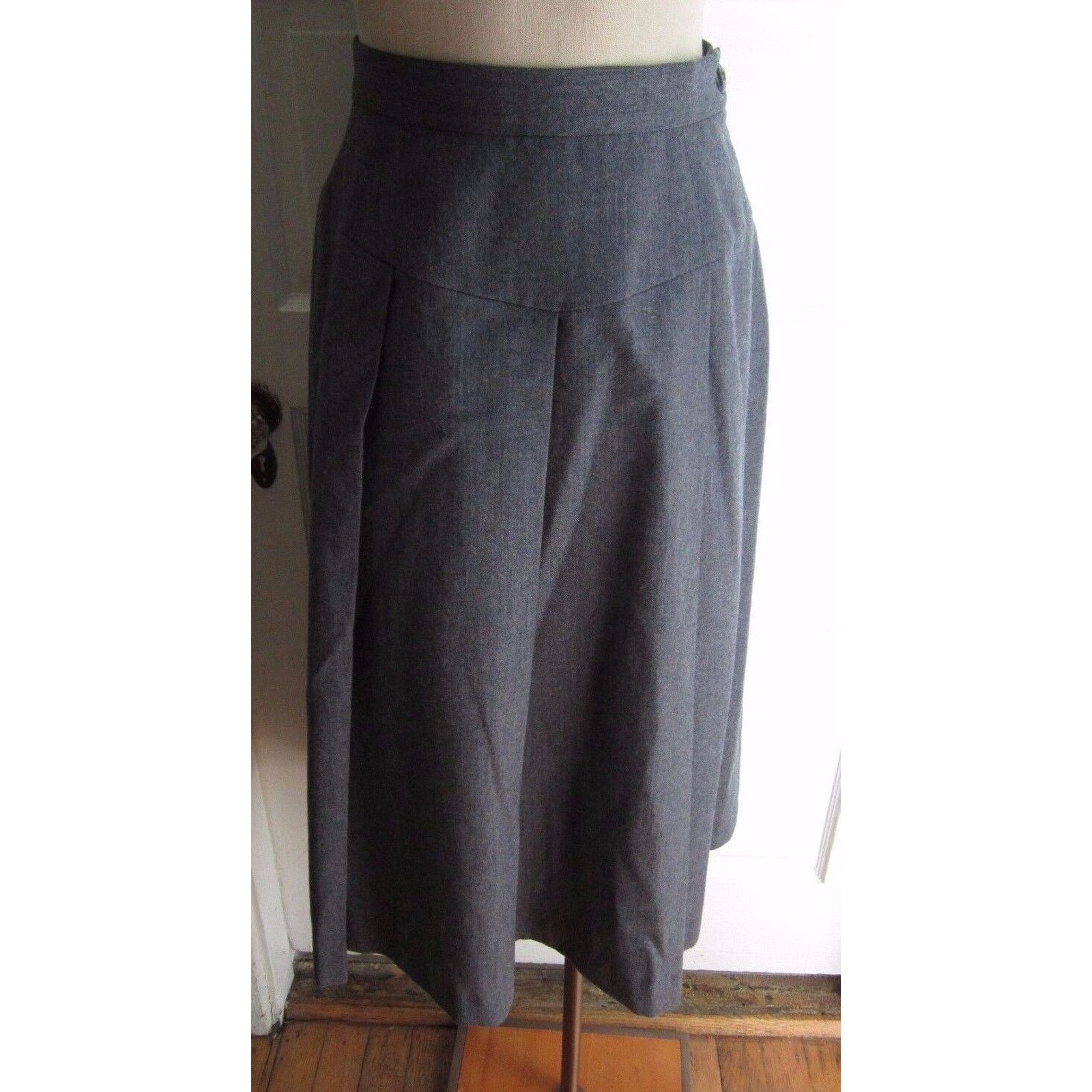 Other Vtg John Meyer Wool Box Side Pleated Midi Skirt Gray 1970s Size 30" / US 8 / IT 44 - 1 Thumbnail