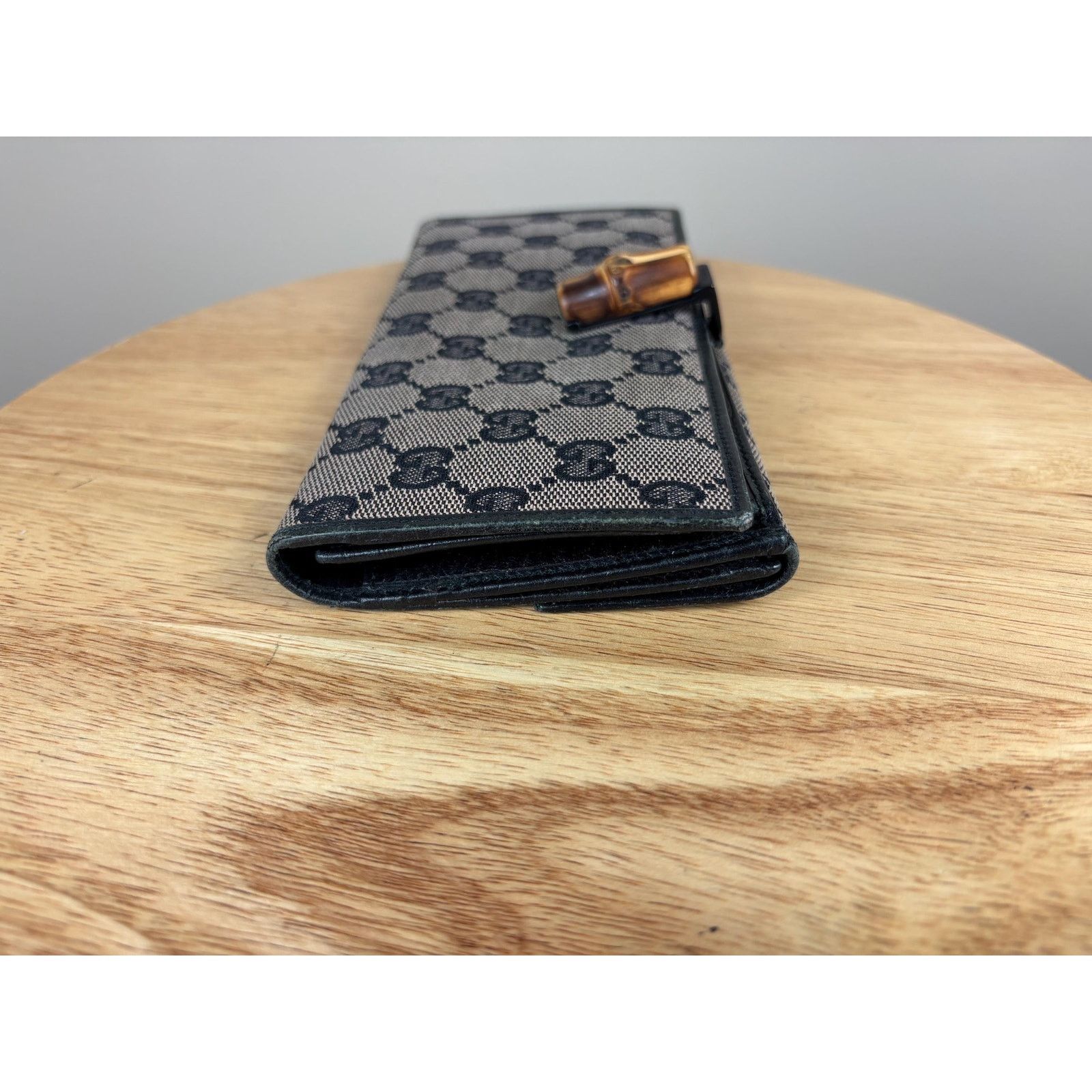 Gucci Authentic Gucci Long Bifold Wallet Black w/ Bamboo Hardware Size ONE SIZE - 3 Thumbnail
