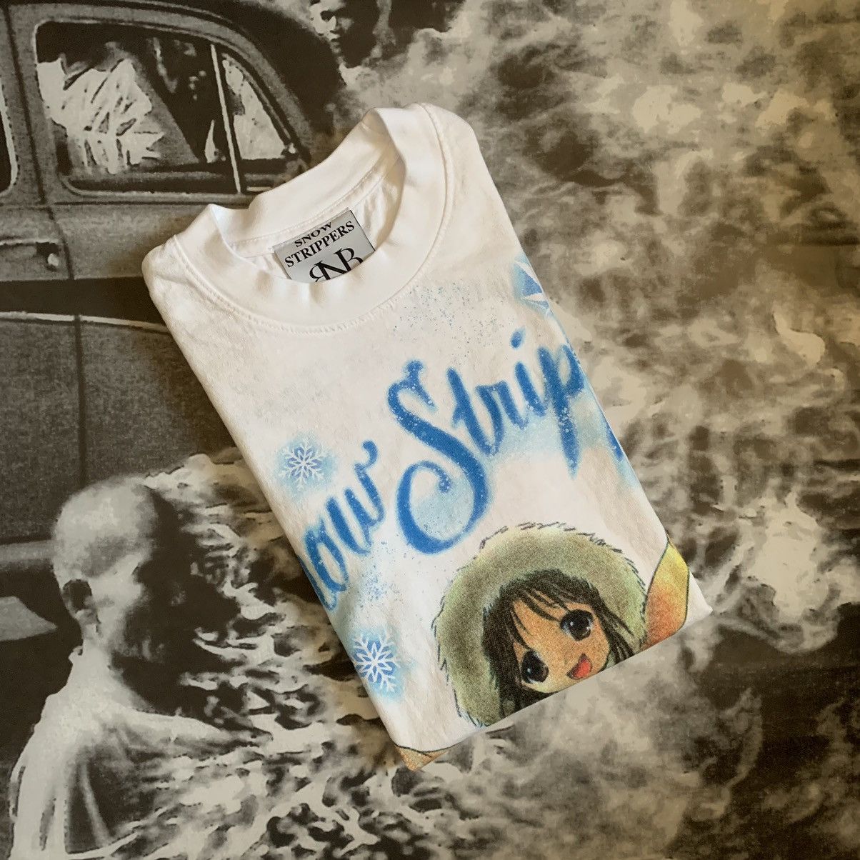 image of Snow Strippers X Online Ceramics Anime Girl Tour Merch in White, Men's (Size Small)