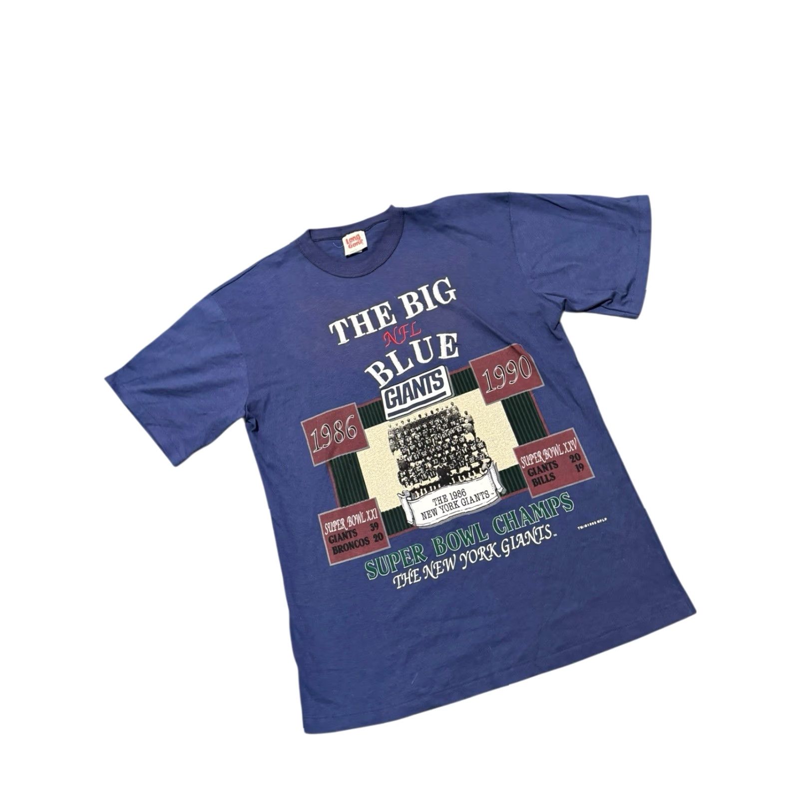 Vintage VINTAGE 90's Long Gone New York Giants Super Bowl Champs Blue T Shirt L USA Made Size US L / EU 52-54 / 3 - 3 Thumbnail