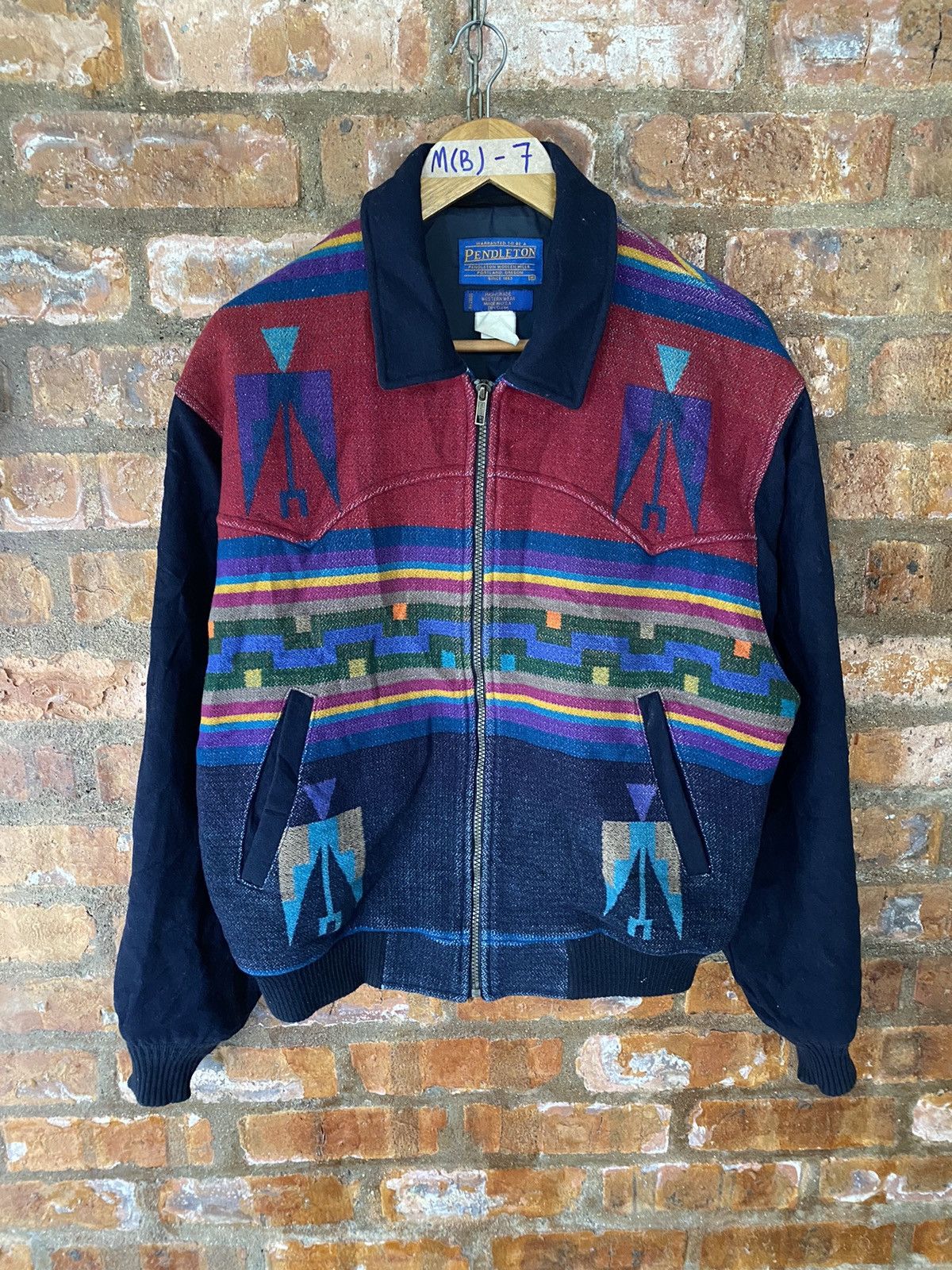 Pendleton 1980s Native Jacquard Bomber Navajo Jacket wool Size US L / EU 52-54 / 3 - 2 Thumbnail