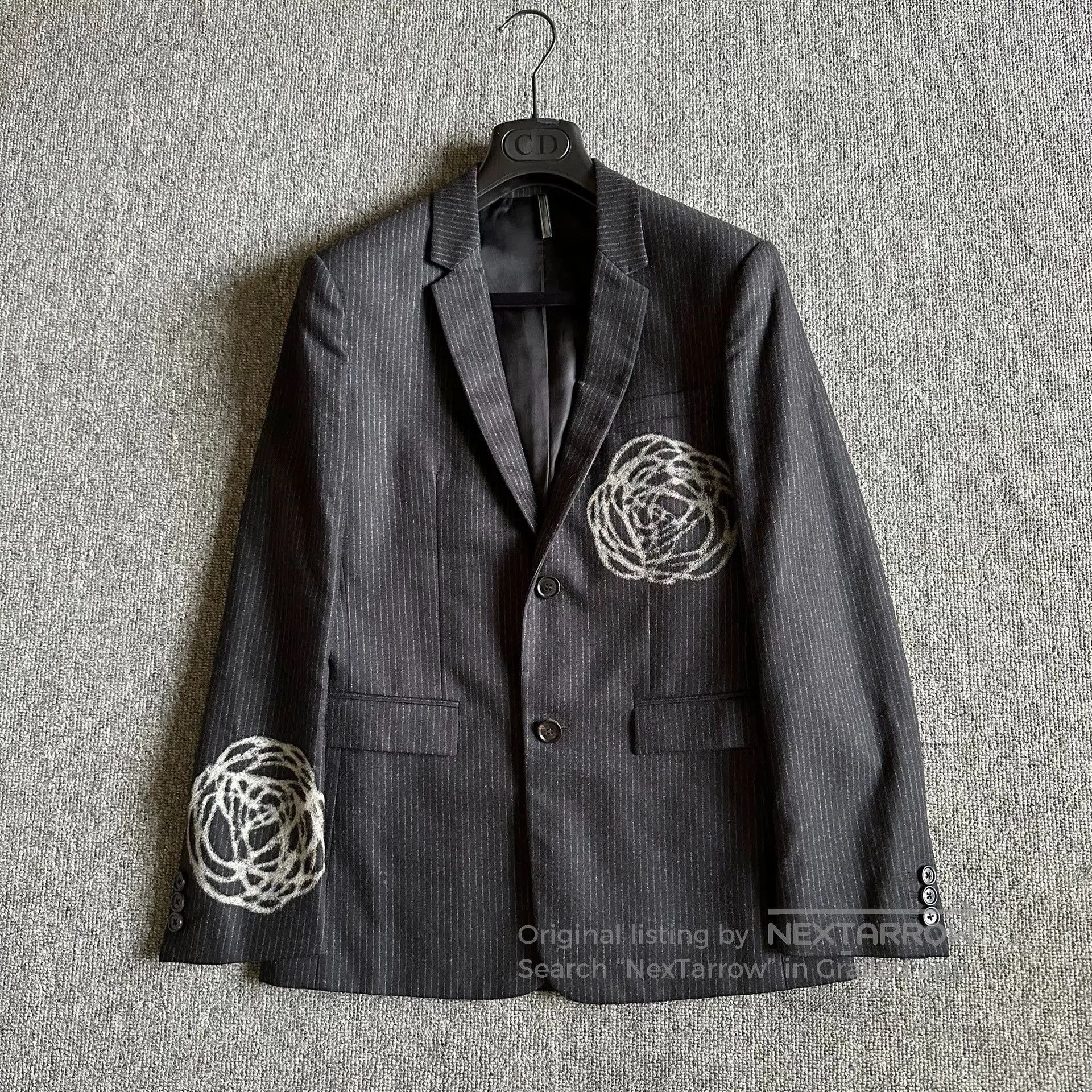 Dior Homme 14fw Black Suit with Flower Design.