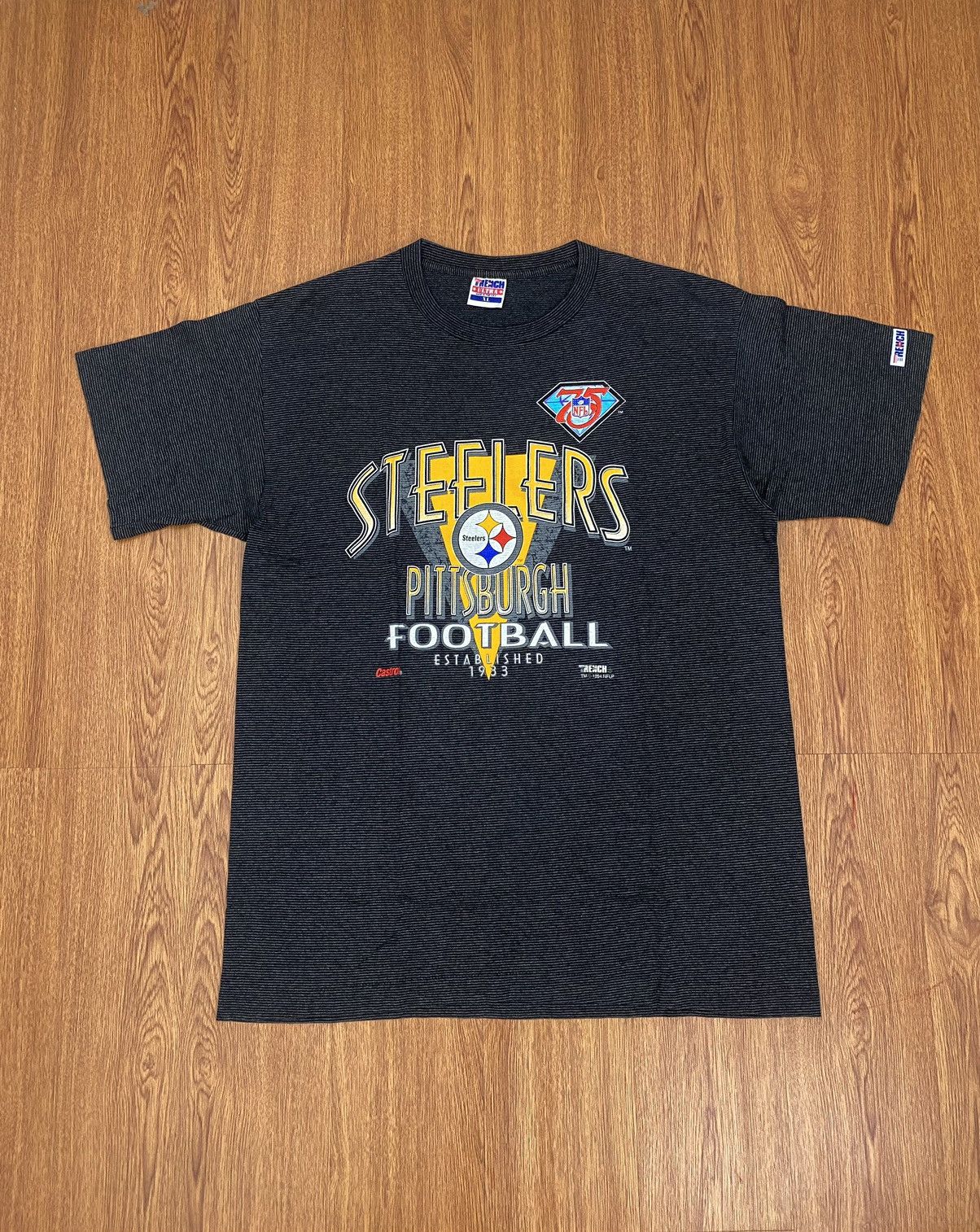 image of Nfl x Vintage 1994 Steelers Football T-Shirt in Black/Grey, Men's (Size XL)