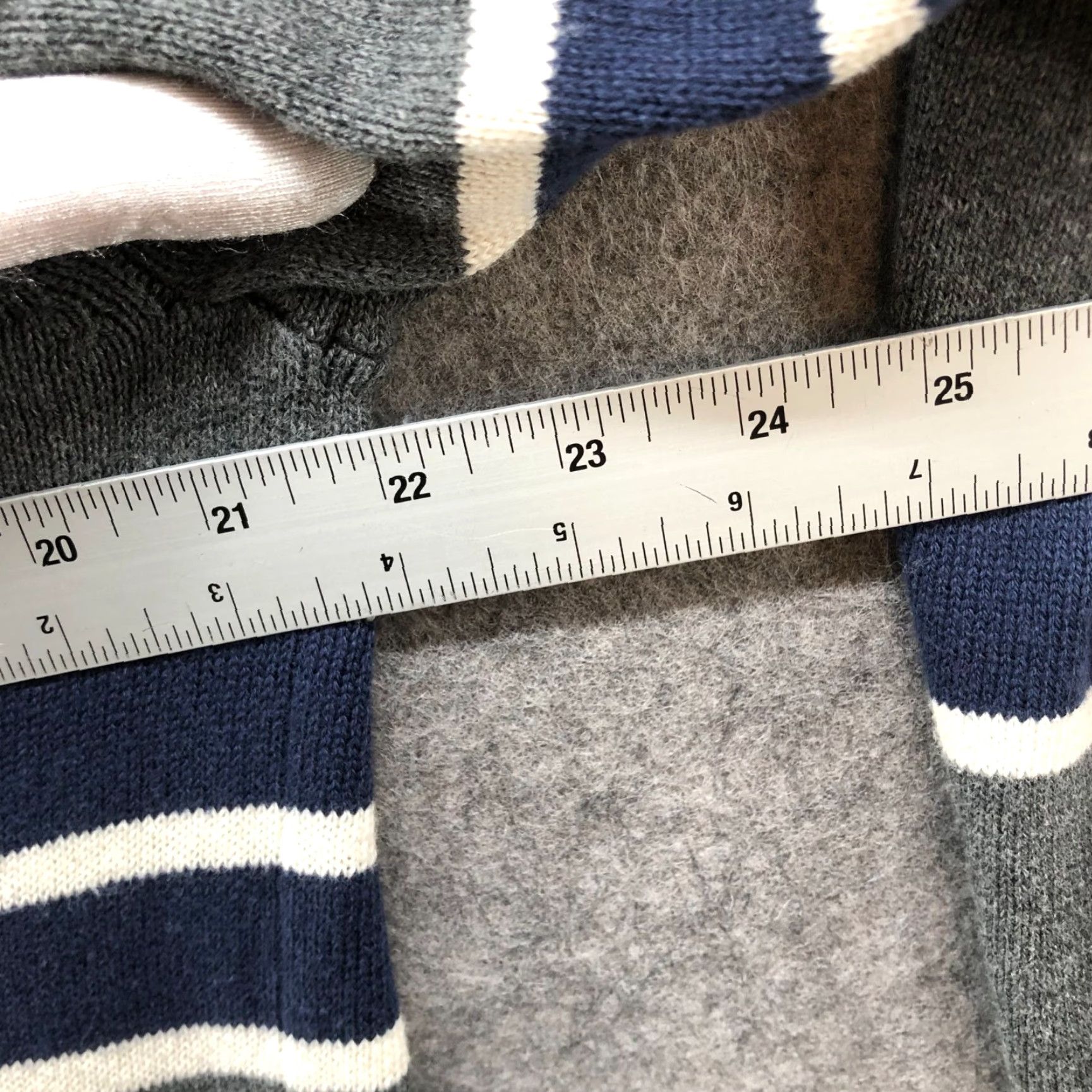 Gap Gap Pullover Hoodie Sweater Mens M Gray Striped Cotton Knit Size US M / EU 48-50 / 2 - 7 Thumbnail