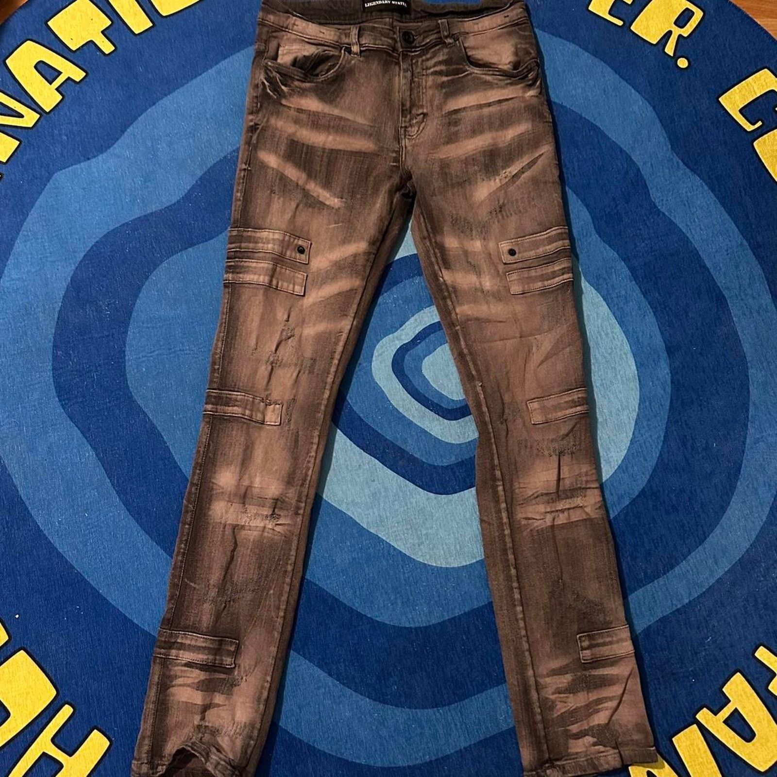 Other Legendary Status Distressed Bleach Wash Cargo Jeans Size US 30 / EU 46 - 1 Thumbnail