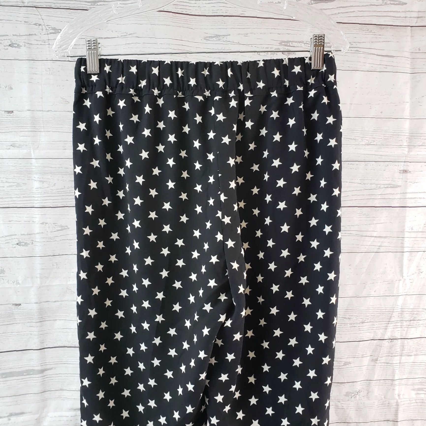 J.Crew J.CREW Womens Tie Waist Cropped Pant Stars Print Sz 4 Black White Pull On Size 27" / US 4 / IT 40 - 4 Thumbnail
