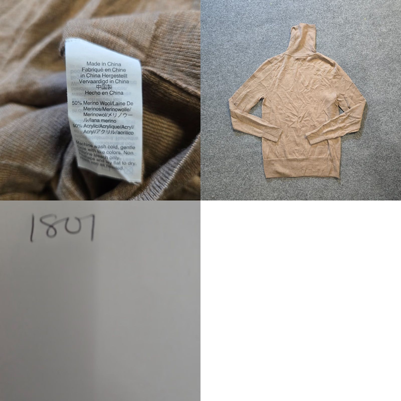 J.Crew J.CREW Sweater Womens Size S Tan Merino Wool Turtleneck Lightweight Capsule Pullover Knit Regular Stretch Casual Fall Winter Spring Stakes? Size S / US 4 / IT 40 - 8 Thumbnail