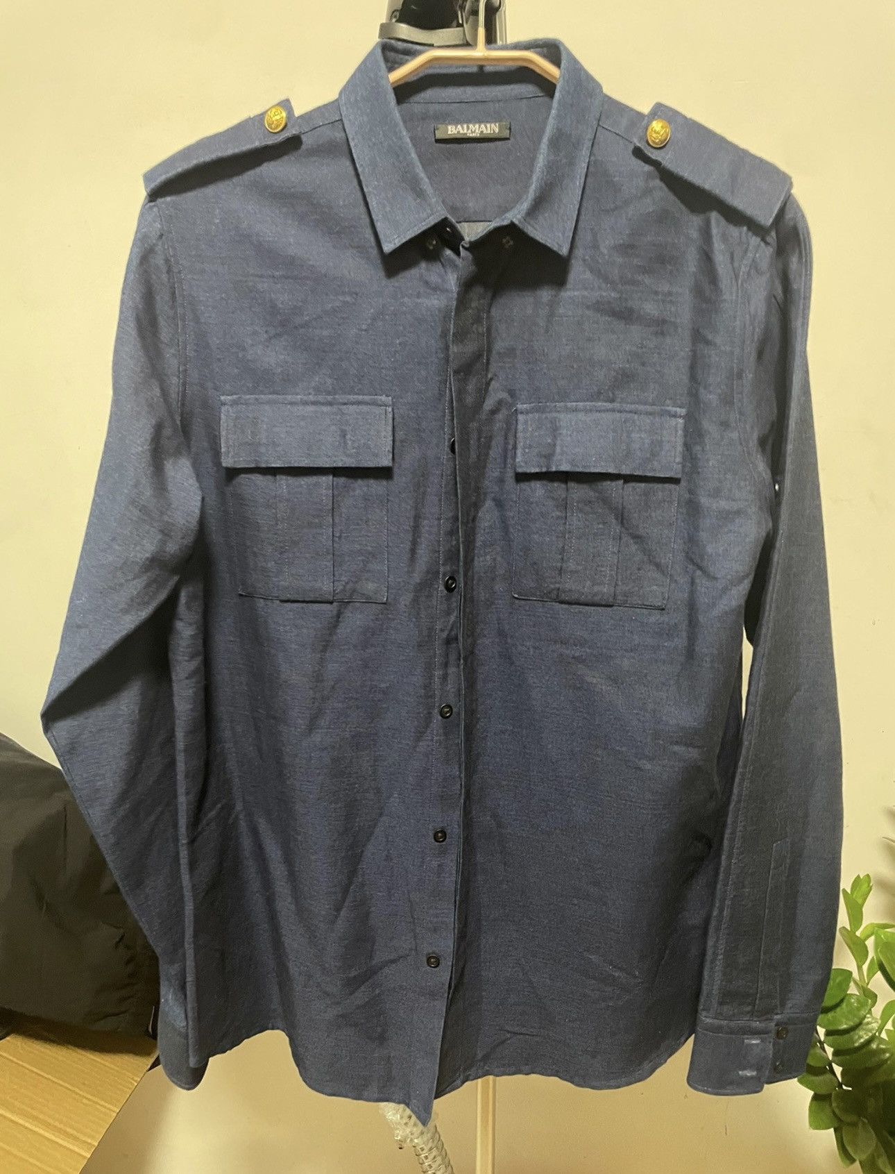 Balmain Balmain navy shirt Size US XXS / EU 40 - 1 Thumbnail