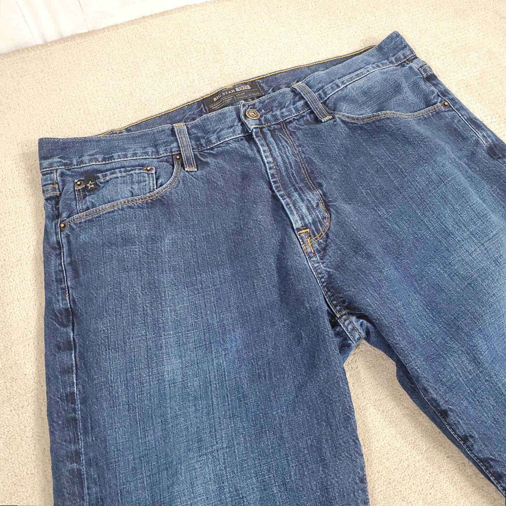 Denime BIG STAR Jeans Mens 34 R Blue Regular Straight Leg Dark Wash Denim Size US 34 / EU 50 - 2 Thumbnail