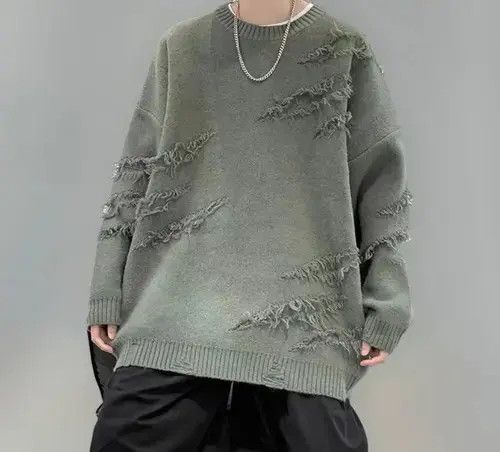 Japanese Brand New Distressed Vintage Style Knitwear Jumper Sweatshirt Size US L / EU 52-54 / 3 - 2 Thumbnail