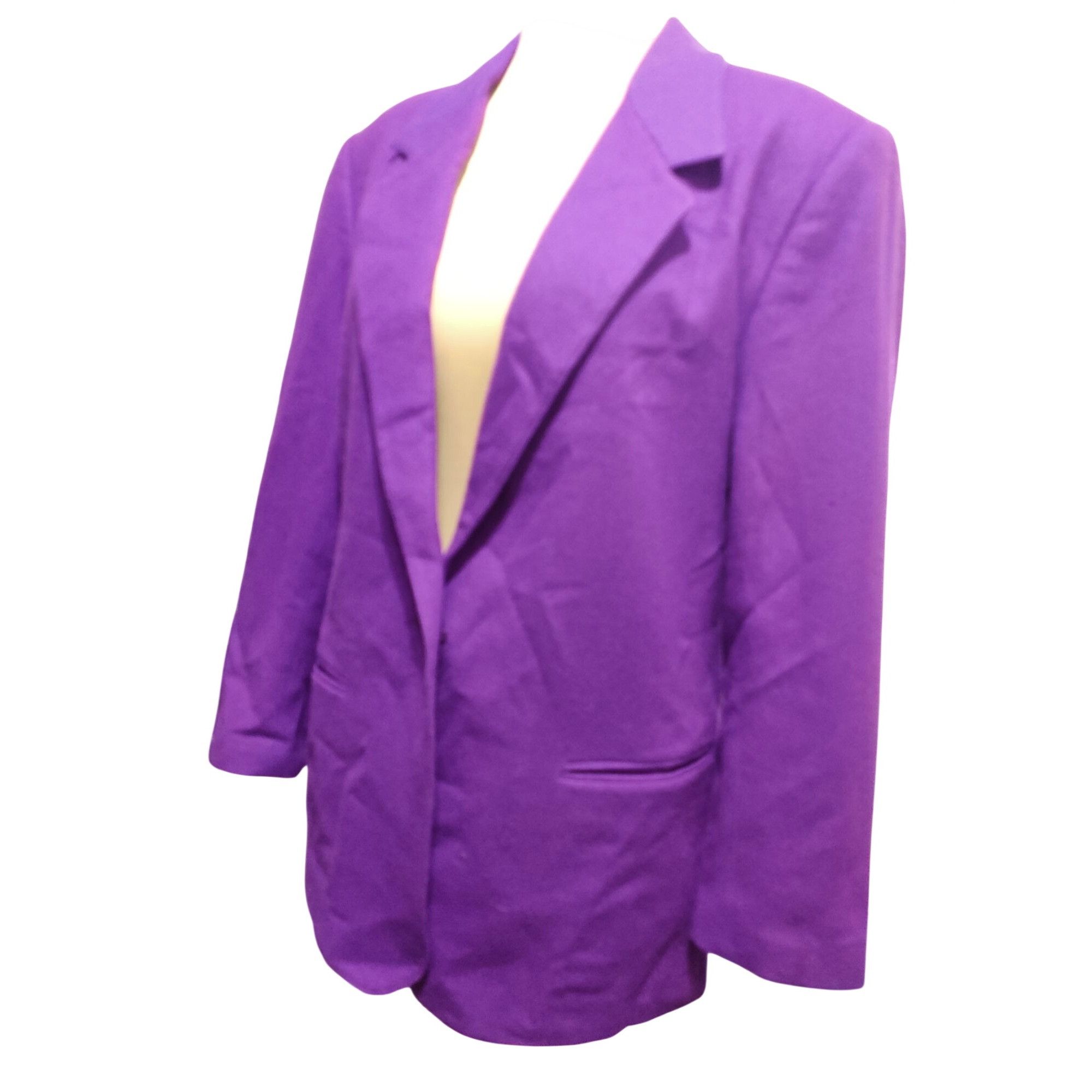 Vintage Vintage Adolfo International 12 Purple Wool Blazer Gold Butt Size XL / US 12-14 / IT 48-50 - 13 Thumbnail