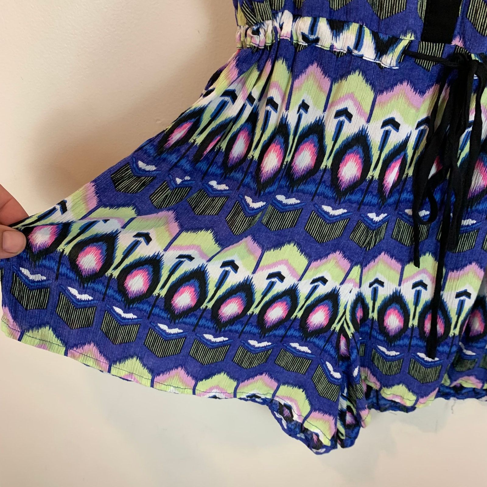 Other Millau Romper Blue Pink Ikat Button Front Cutout Back S Size 27" / US 4 / IT 40 - 3 Thumbnail