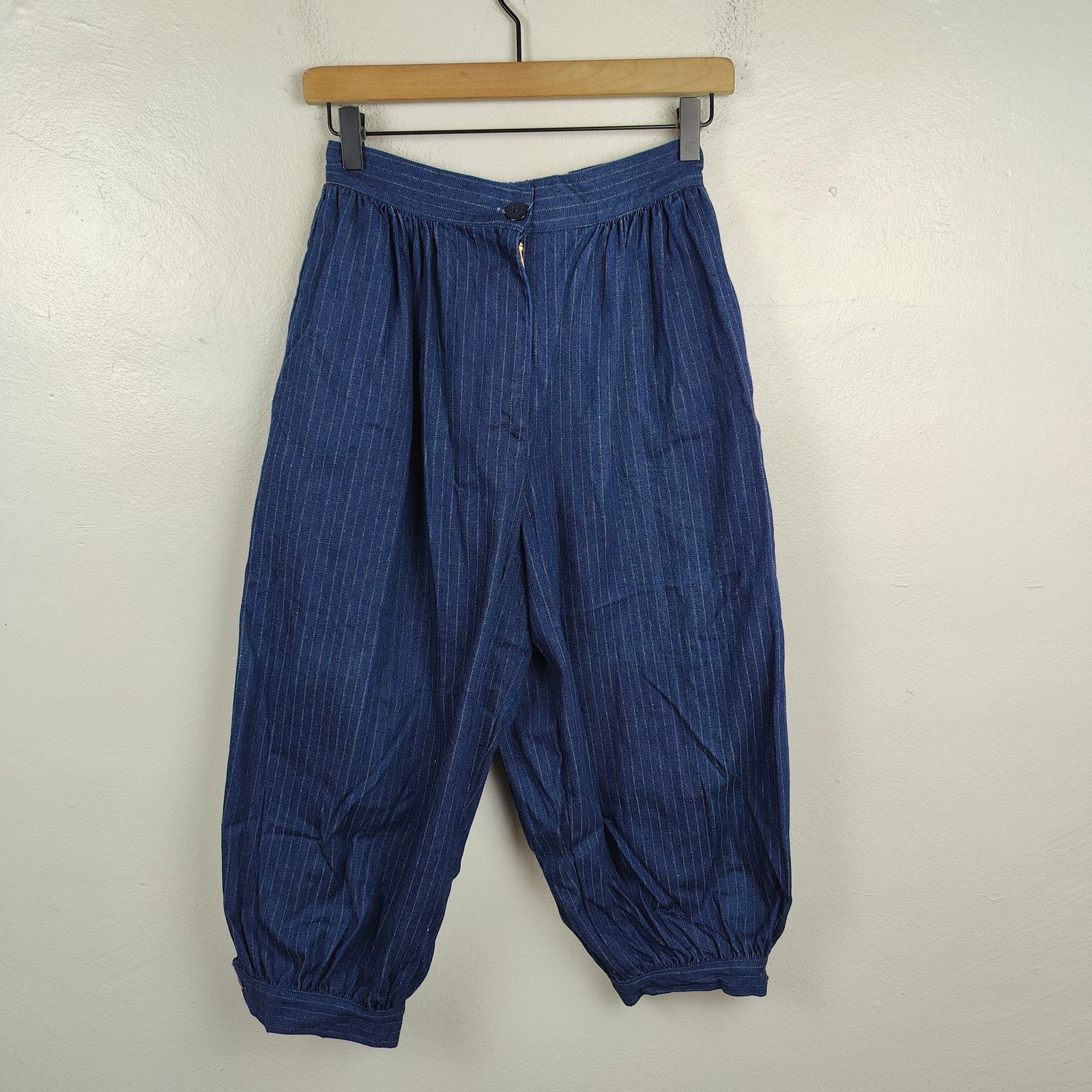 Other Vintage Via West Pants Womens Small Blue Barrel Striped Size 27" / US 4 / IT 40 - 1 Thumbnail