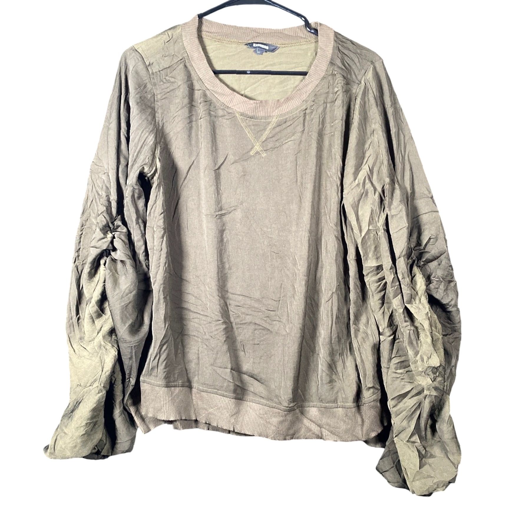 Express Express Womens Sweatshirt Forrest Green Shimmer Long Sleeve Crew Neck M Size M / US 6-8 / IT 42-44 - 2 Thumbnail