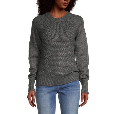 Other St. John’s Bay Mixed Stitch Reglan, Crew Neck Sweater, Charc Size M / US 6-8 / IT 42-44 - 1 Thumbnail