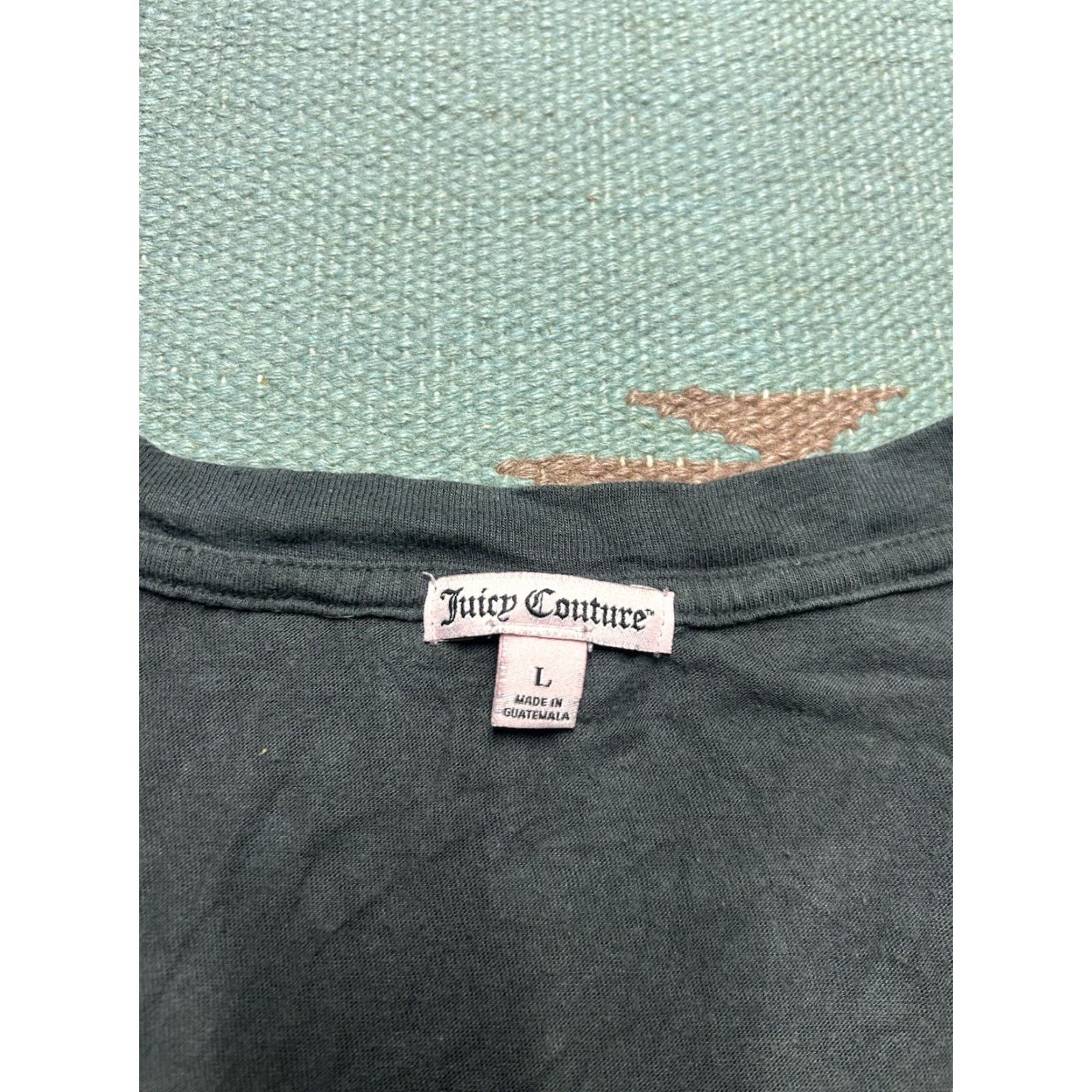 Juicy Couture Juicy Couture V-Neck T-Shirt Rhinestone Logo Spell Out Y2K Soft Women’s Large Gray Shirt Size L / US 10 / IT 46 - 3 Thumbnail