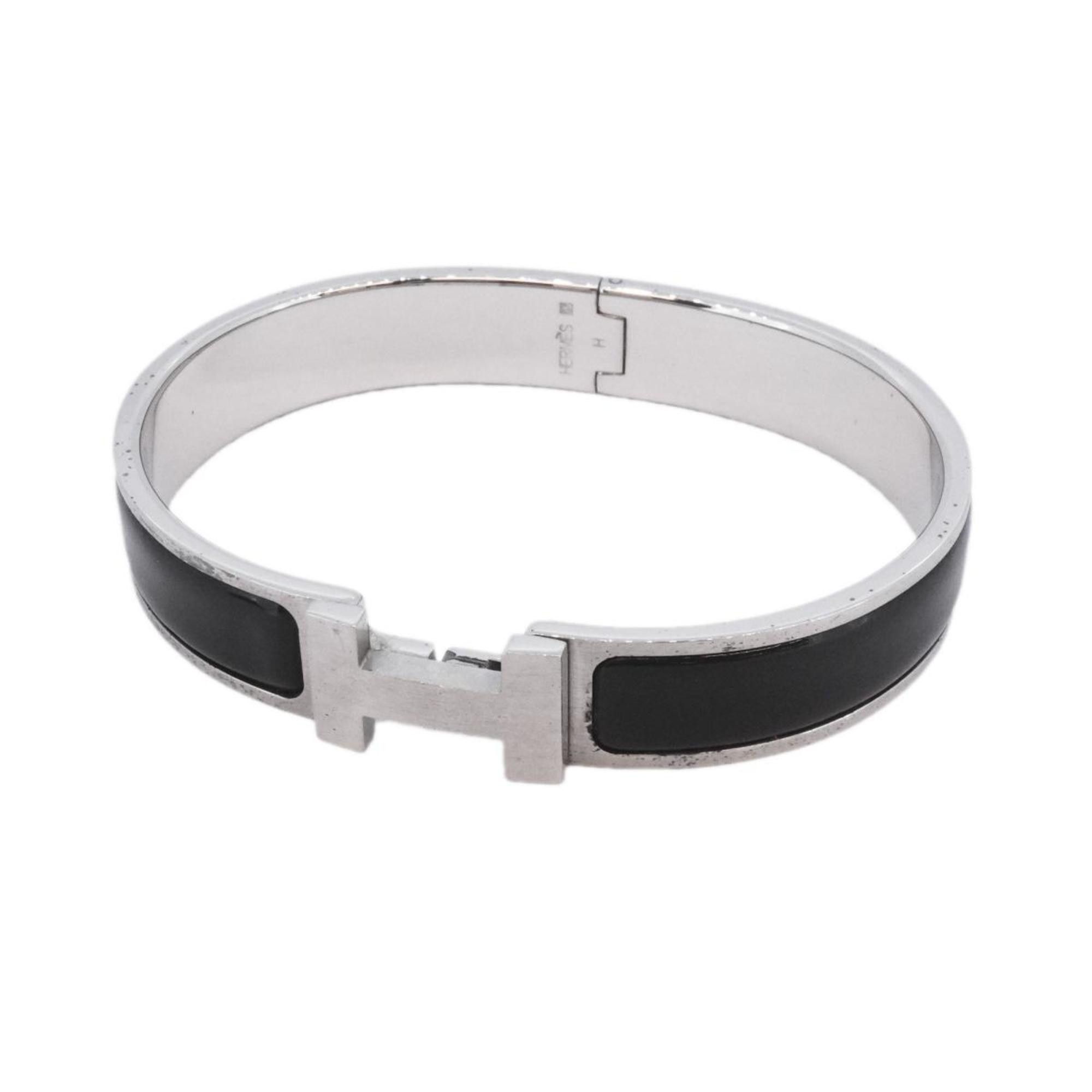 image of Hermes Bangle Click-Clack Pm Metal Enamel Black Women's