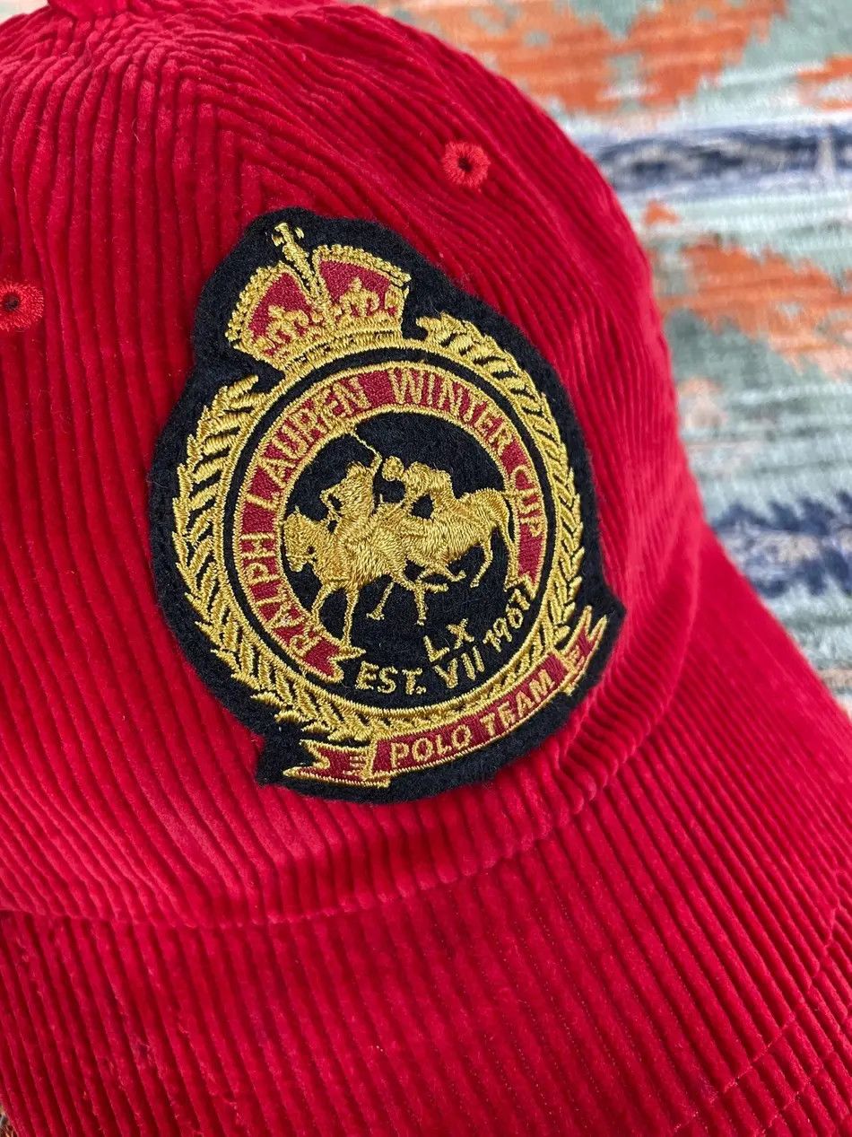 Polo Ralph Lauren Polo Ralph Lauren Corduroy Leather Rare Baseball Hat Cap Size ONE SIZE - 2 Thumbnail