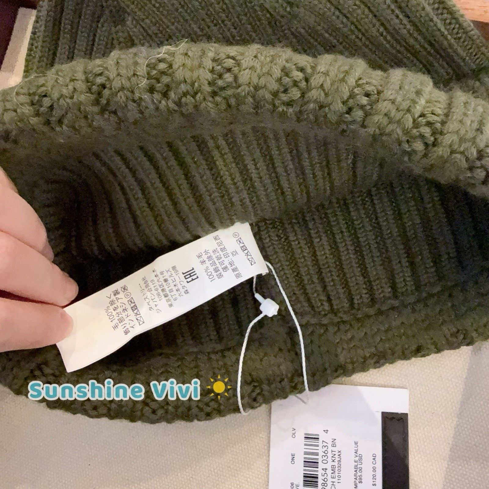 Coach NWT Coach 1941 Embroidered Knit Beanie Wool CU806 Olive Size ONE SIZE - 4 Thumbnail
