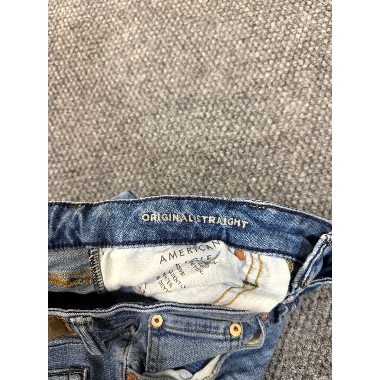 American Eagle Outfitters VINTAGE? No — American Eagle Jeans Men 30x30 Blue Straight Distressed Flex Denim Shirt? Size US 30 / EU 46 - 5 Thumbnail