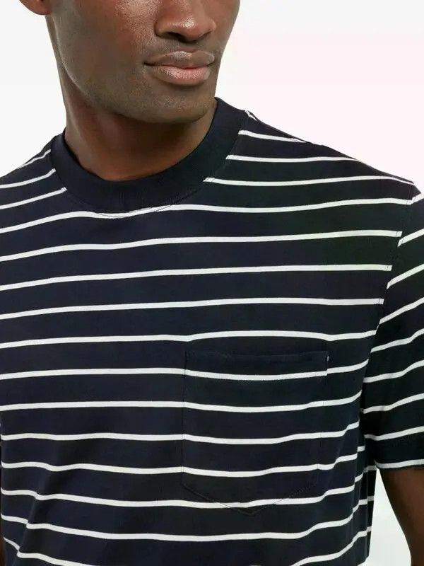 Brunello Cucinelli o1y0526 Crewneck T-Shirt in Midnight Blue/White Size US XS / EU 42 / 0 - 2 Thumbnail
