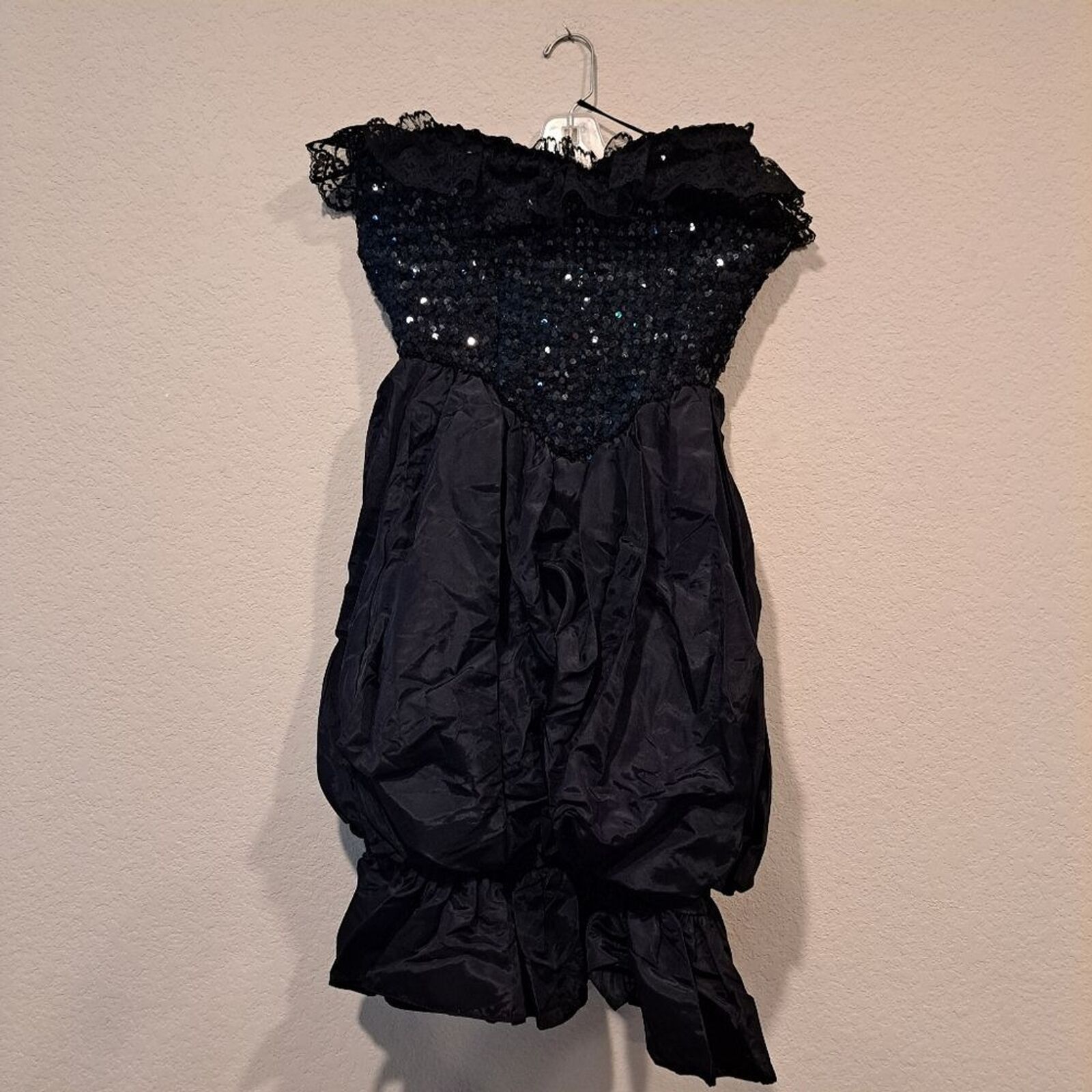 Other Vintage Loralie made in USA black sequin lace 80s dress 10 Size L / US 10 / IT 46 - 3 Thumbnail