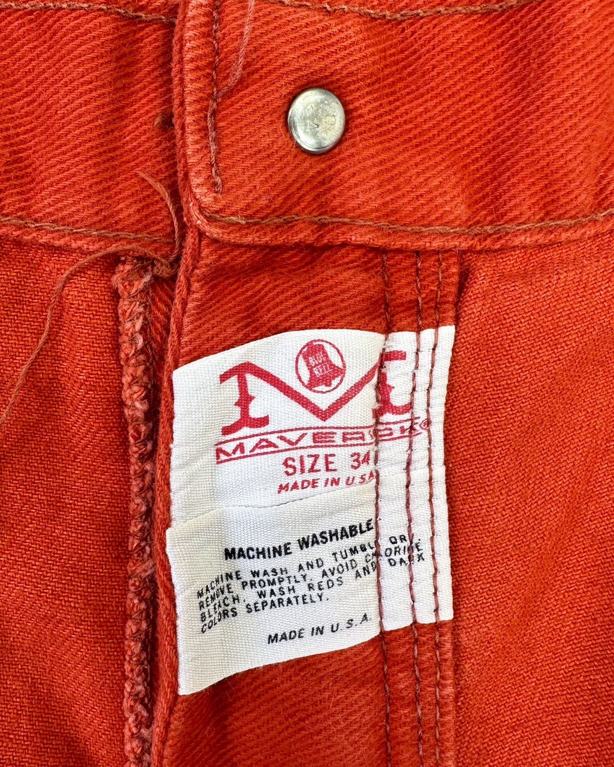 Vintage 60s/70s Orange Maverick Blue Bell Denim Shorts Size US 32 / EU 48 - 6 Thumbnail