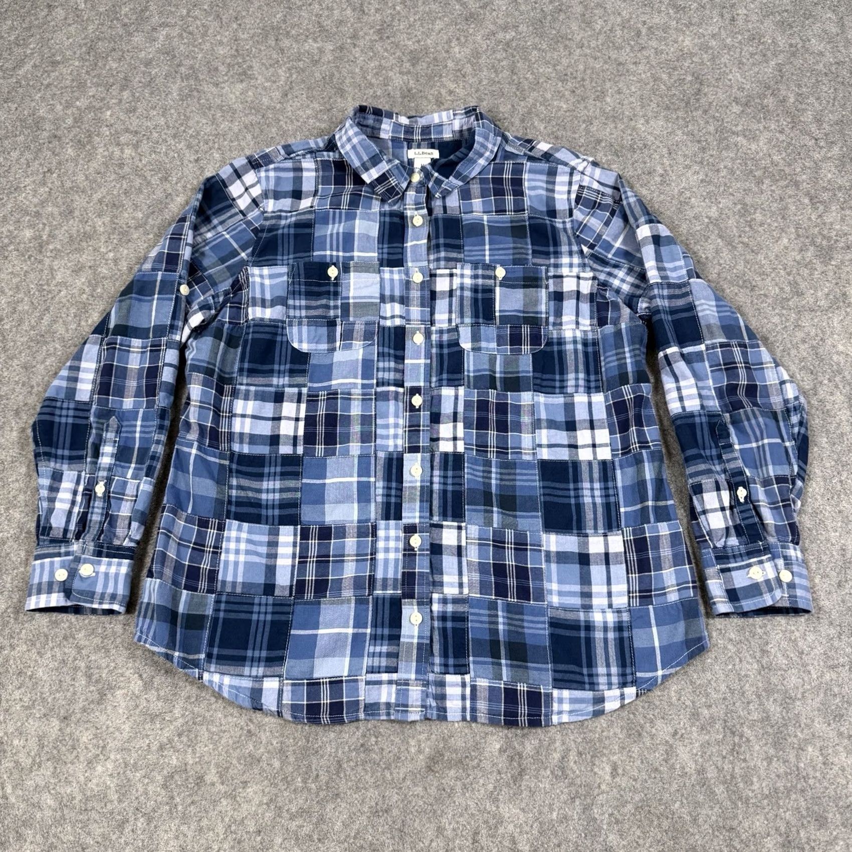 Vintage LL Bean Quilted Patches Button-Up Long Sleeve Shirt Blue Women's Size Medium Size M / US 6-8 / IT 42-44 - 2 Thumbnail