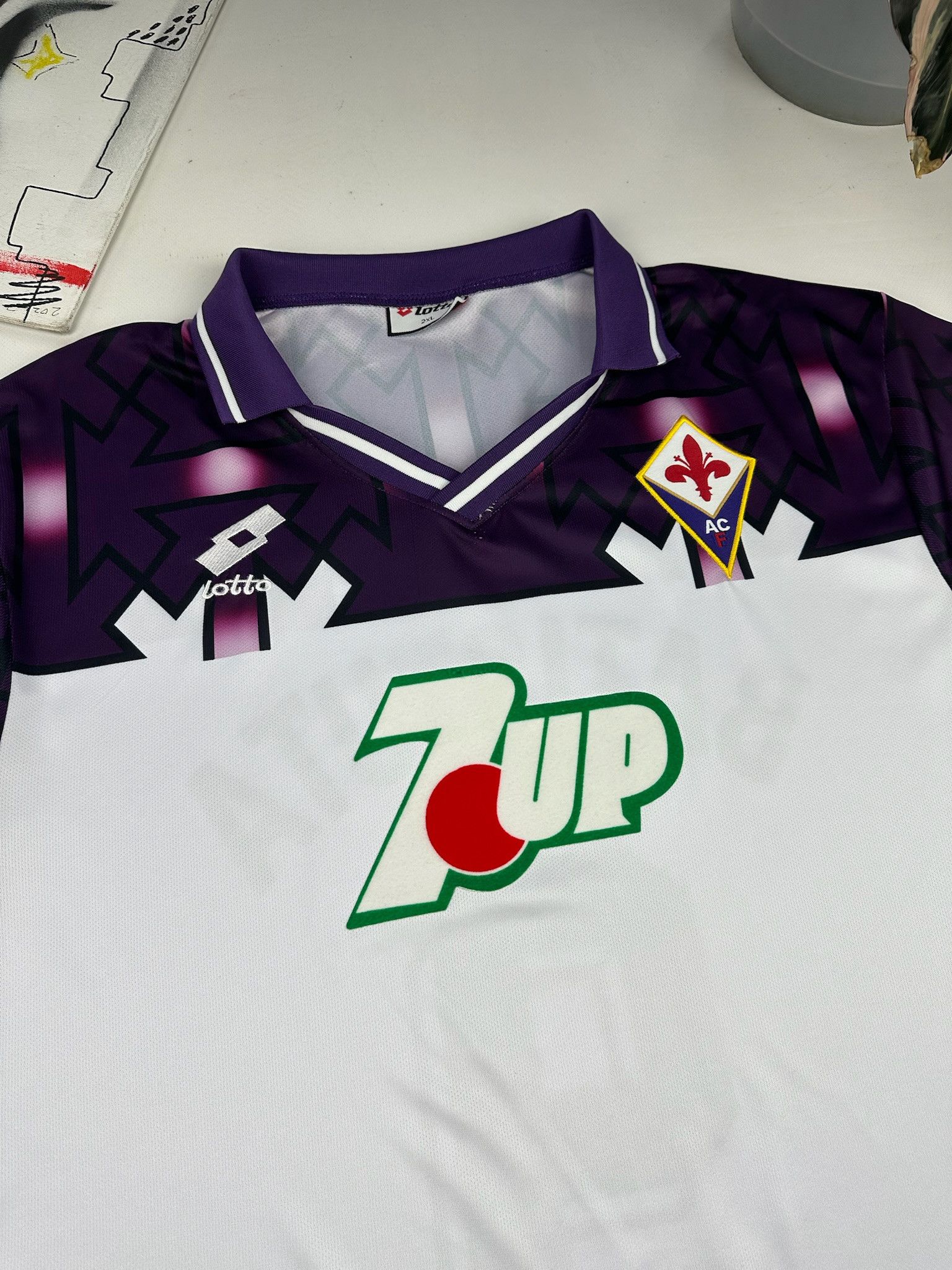 Lotto Sport Vintage Fiorentina Florence 1992 1993 Away Shirt Jersey Size US XXL / EU 58 / 5 - 2 Thumbnail