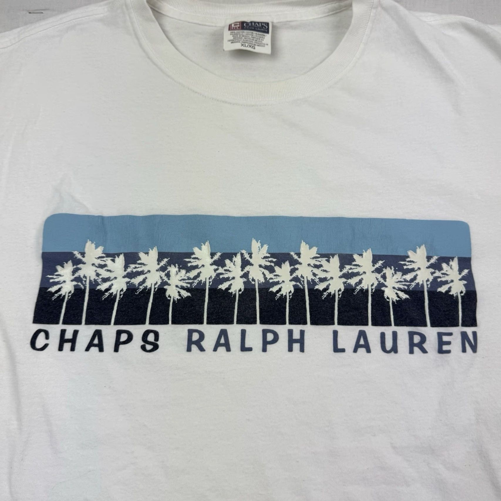 Chaps VINTAGE Chaps Ralph Lauren T Shirt Adult XL White Palm Trees Box Logo Grunge Y2K 90s Mens Size US XL / EU 56 / 4 - 3 Thumbnail