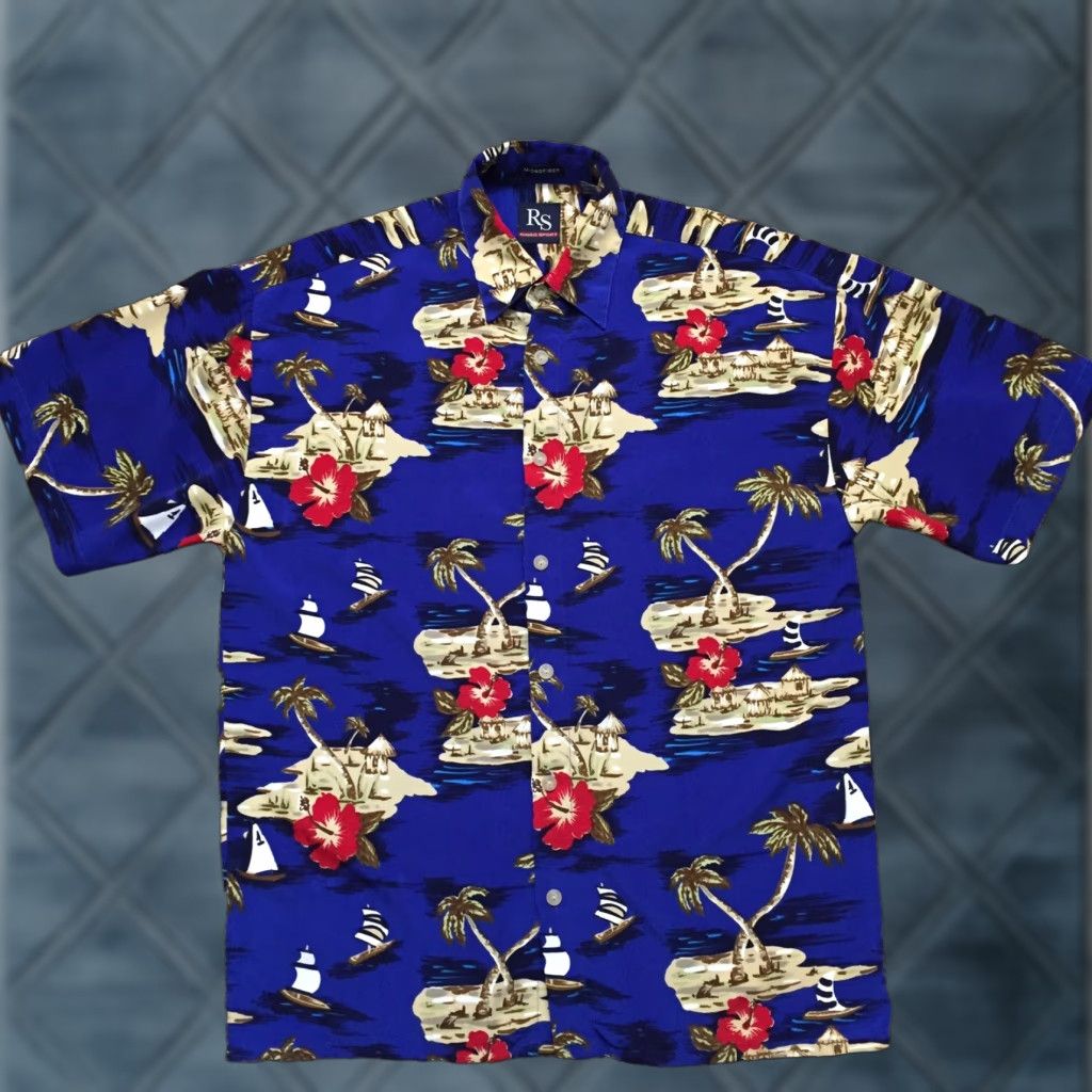 Vintage Ringo Sport Shirt Mens Small Blue Hawaiian Floral Microfiber Short Sleeve Button Up Size US S / EU 44-46 / 1 - 1 Thumbnail