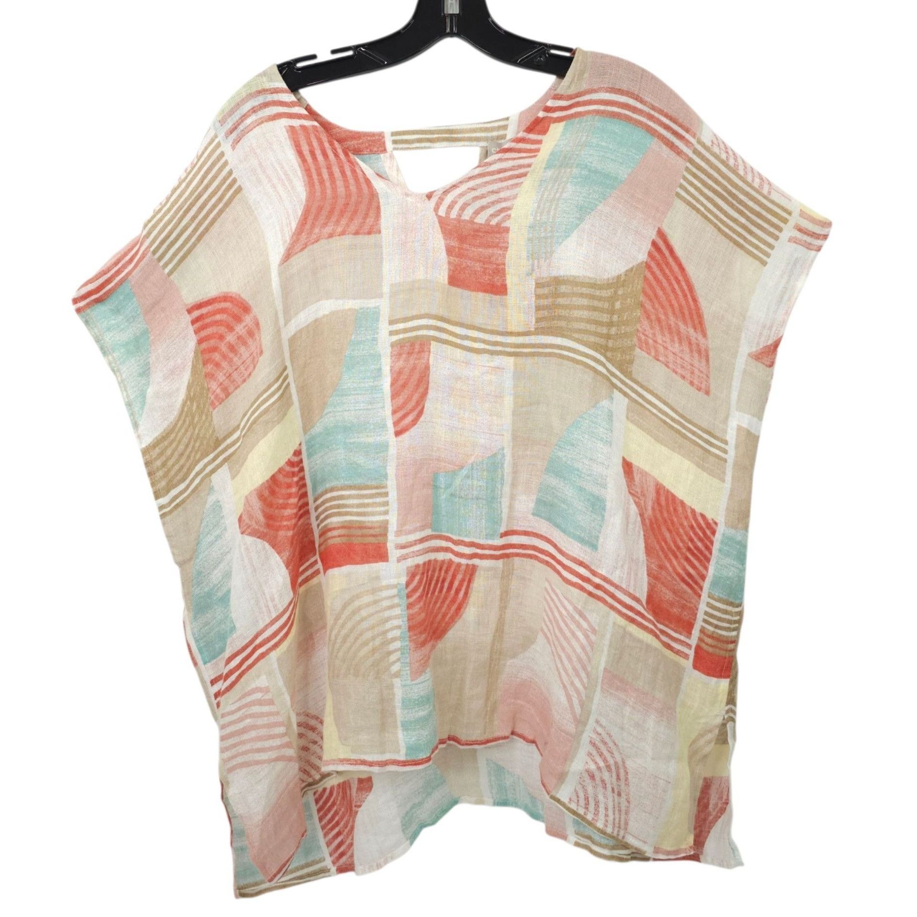 Chicos Chicos Linen Poncho Blouse Womens Size S/M Geometric Keyhole Size S / US 4 / IT 40 - 1 Thumbnail