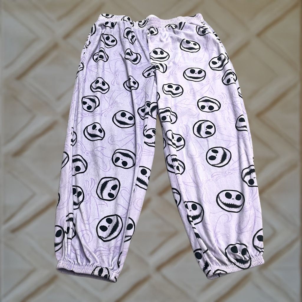 Vintage Disney Nightmare Before Christmas Plush Pajama Pants Women L Purple Sleepwear Size 36" / US 14 / IT 50 - 1 Thumbnail