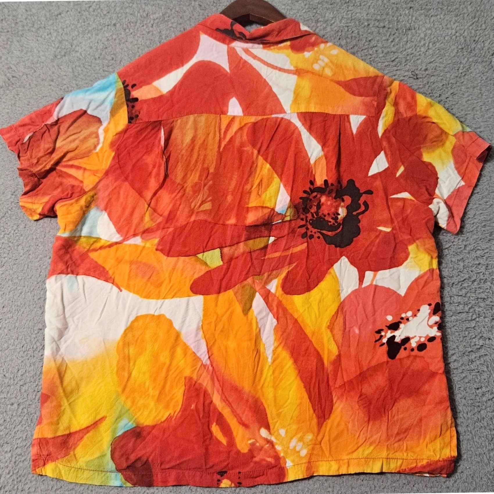Jams World Jams World Shirt Womens Large Orange Red Hawaiian Floral Sleeve Blouse Size L / US 10 / IT 46 - 2 Thumbnail