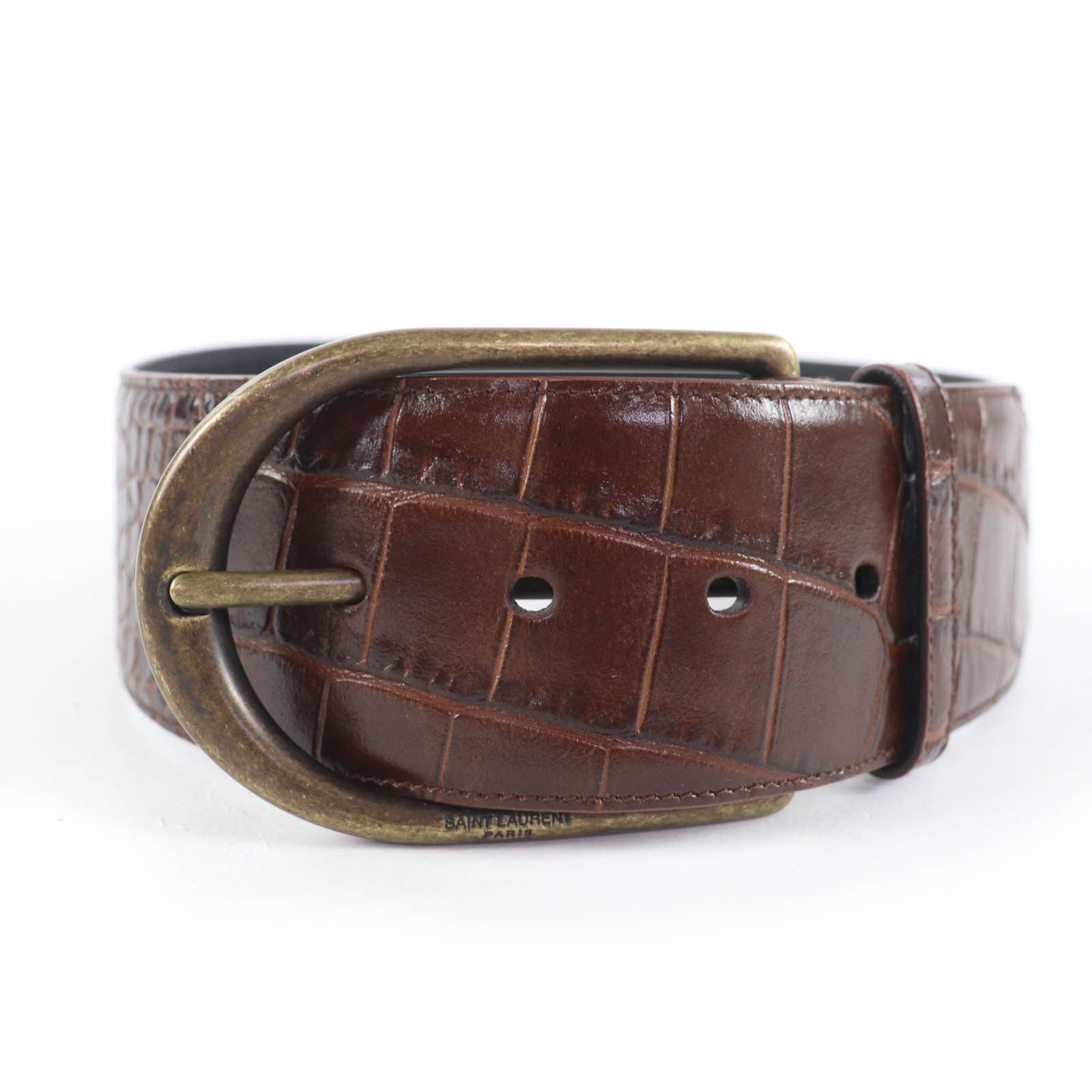 Yves Saint Laurent Yves Saint Laurent Saint Laurent Croco embossed leather Belt Leather Belt GRZ619783 DUTY FREE for USA Size ONE SIZE - 1 Thumbnail