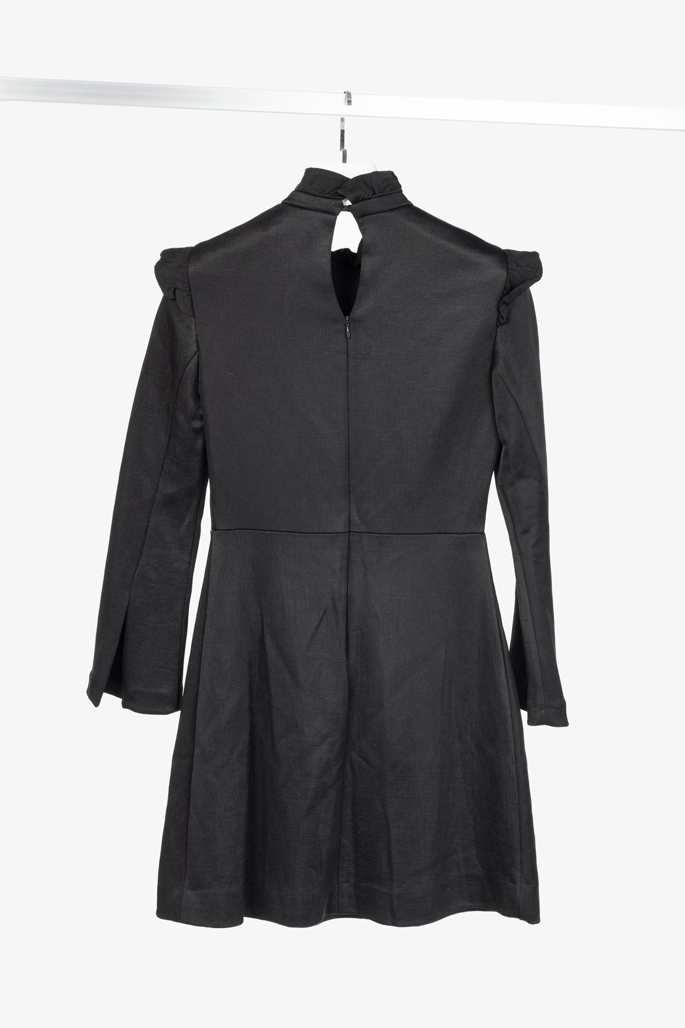Sandro Sandro AW/17 Black Frilled-Trims Woven Mini Dress Size M / US 6-8 / IT 42-44 - 2 Thumbnail